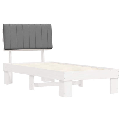 Bettgestell mit gepolstertem Kopfteil Hellgrau 90 x 190 cm