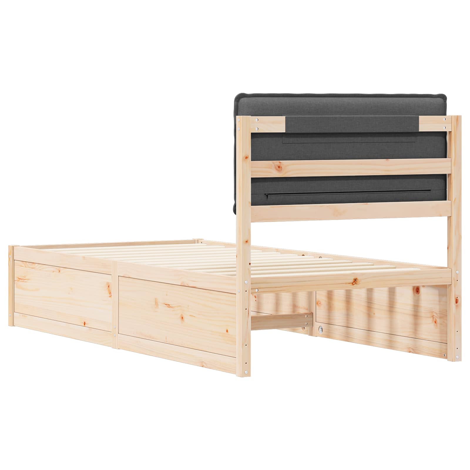 Bettgestell mit gepolstertem Kopfteil Dunkelgrau 90 x 200 cm