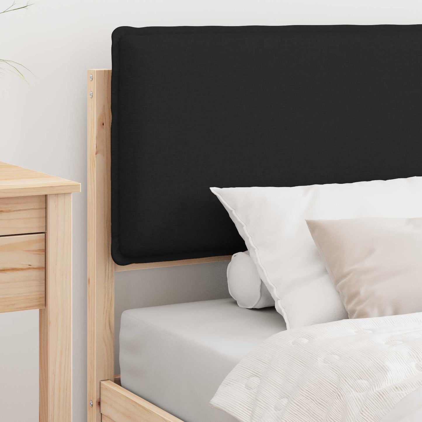 Bettgestell mit gepolstertem Kopfteil Schwarz 90 x 200 cm