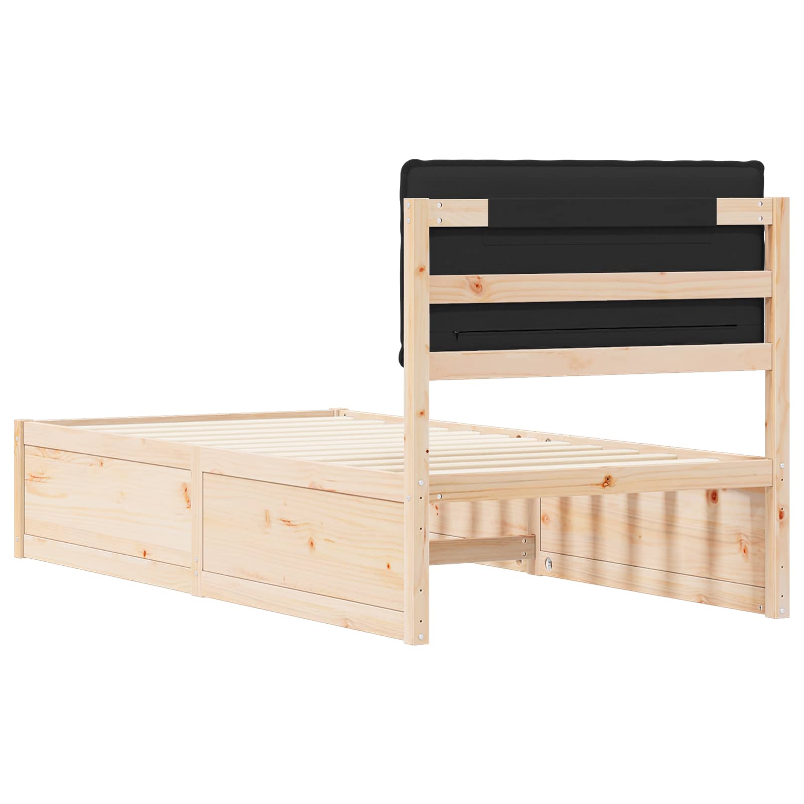 Bettgestell mit gepolstertem Kopfteil Schwarz 90 x 200 cm