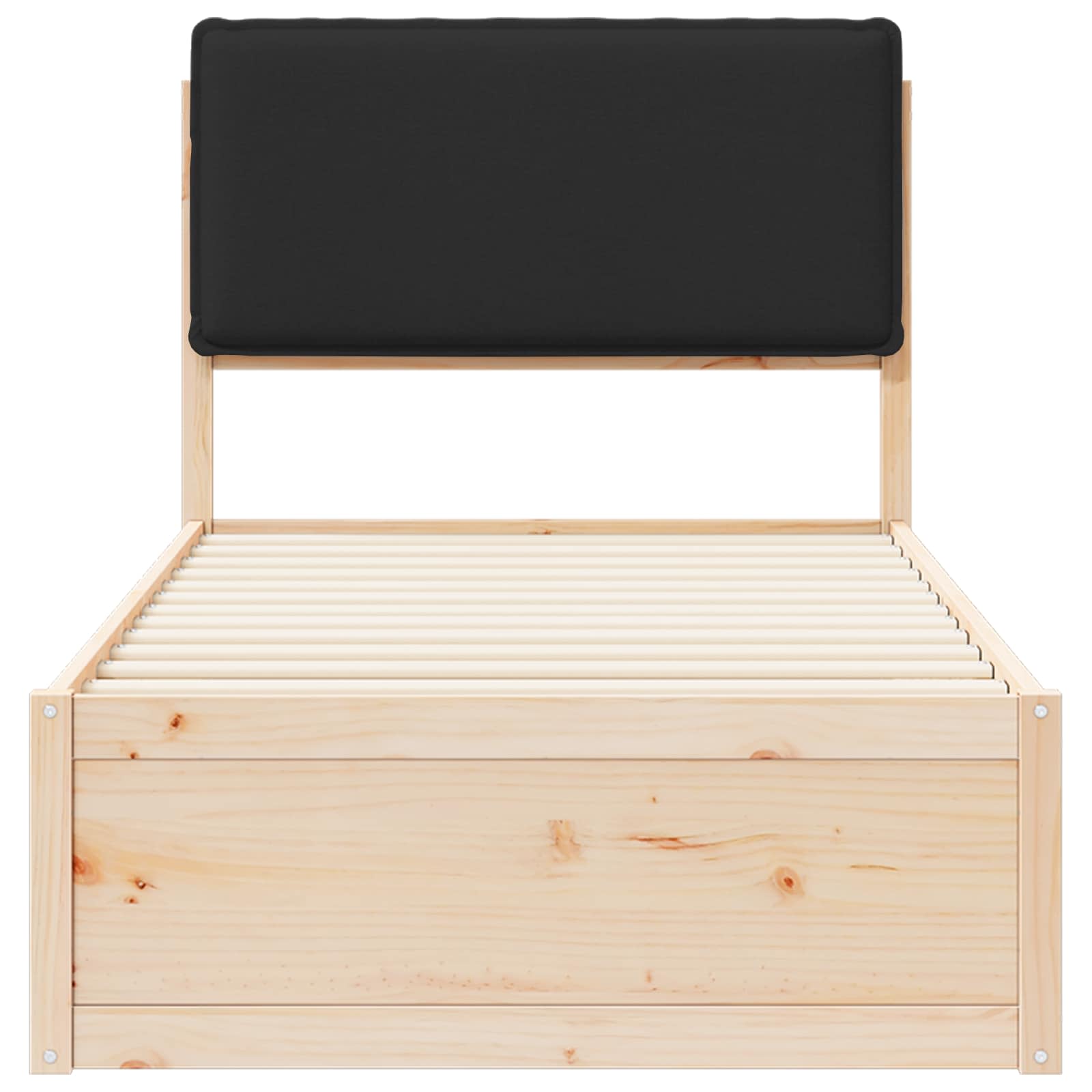 Bettgestell mit gepolstertem Kopfteil Schwarz 90 x 200 cm