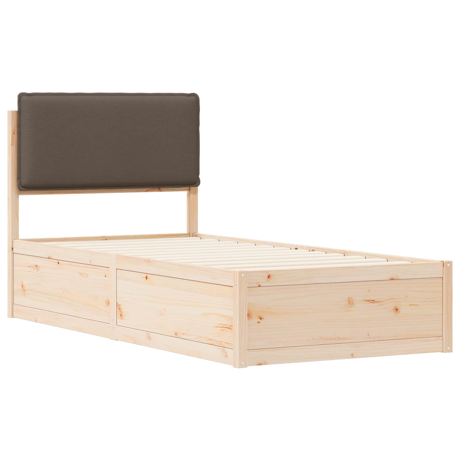 Bettgestell mit gepolstertem Kopfteil Taupe 90 x 200 cm