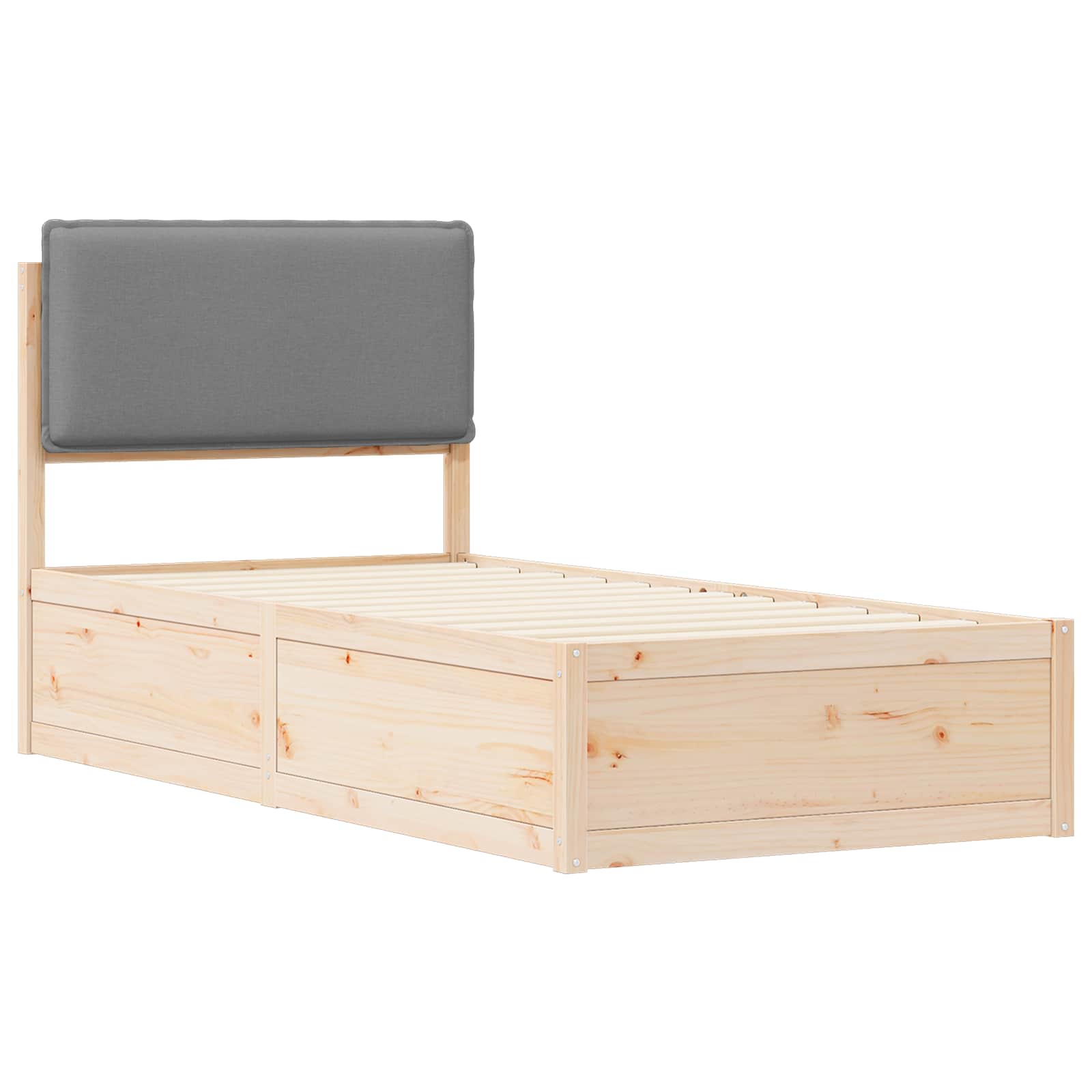 Bettgestell mit gepolstertem Kopfteil Hellgrau 80 x 200 cm