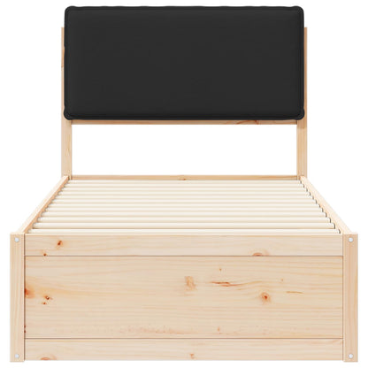 Bettgestell mit gepolstertem Kopfteil Schwarz 90 x 190 cm