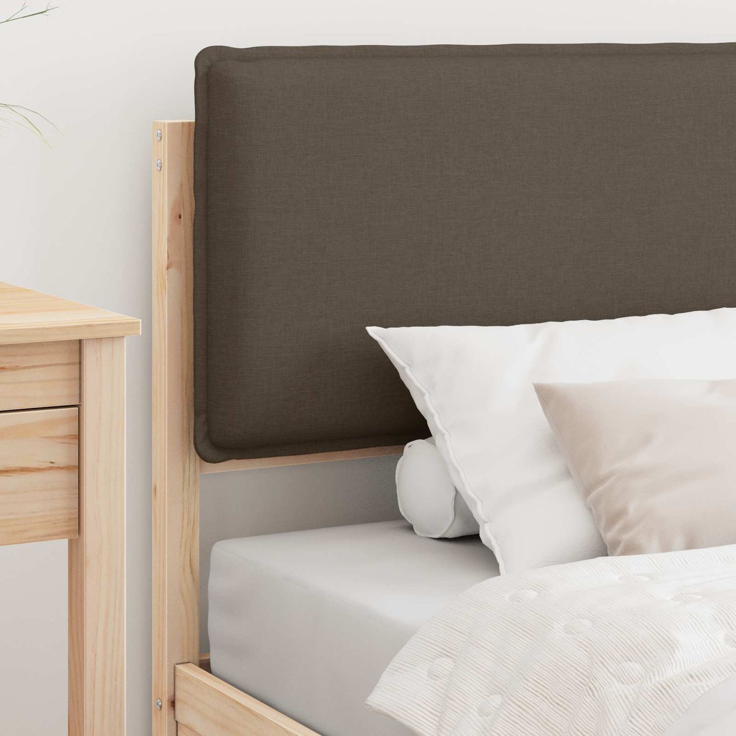 Bettgestell mit gepolstertem Kopfteil Taupe 90 x 190 cm