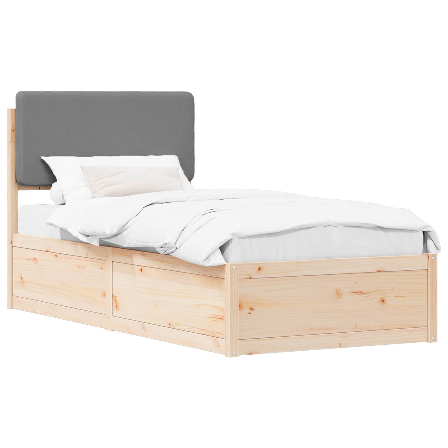 Bettgestell mit gepolstertem Kopfteil Hellgrau 90 x 200 cm