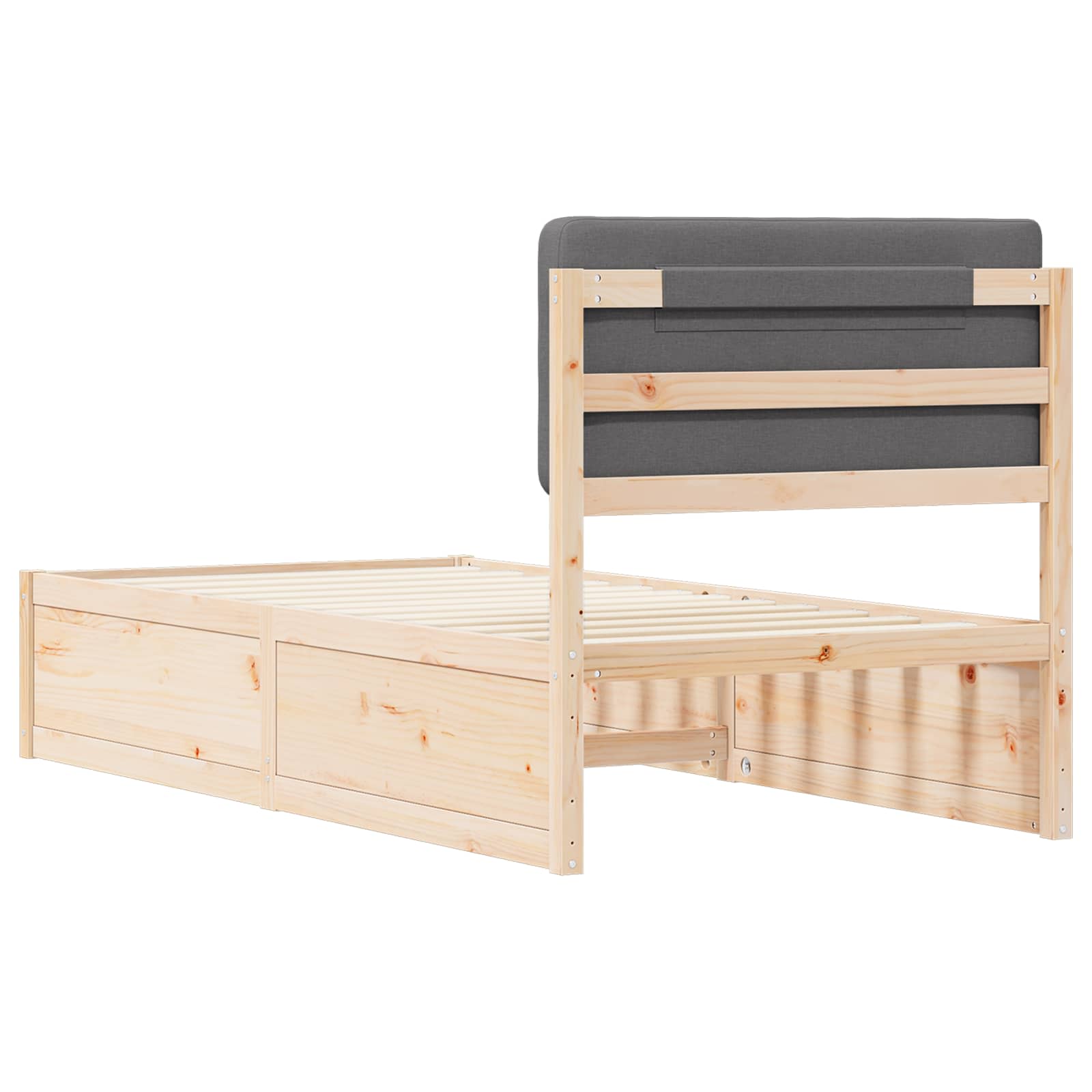 Bettgestell mit gepolstertem Kopfteil Dunkelgrau 90 x 200 cm