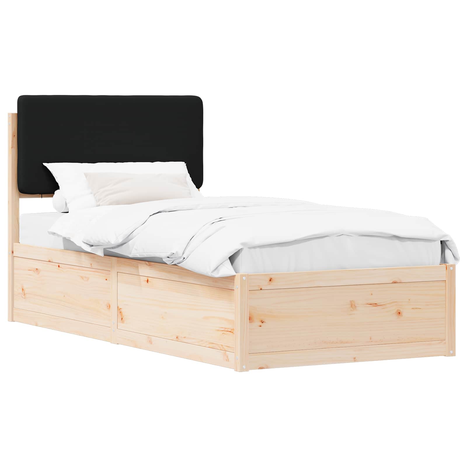 Bettgestell mit gepolstertem Kopfteil Schwarz 90 x 200 cm