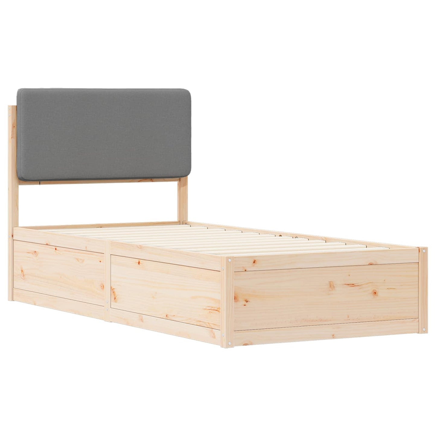Bettgestell mit gepolstertem Kopfteil Hellgrau 80 x 200 cm