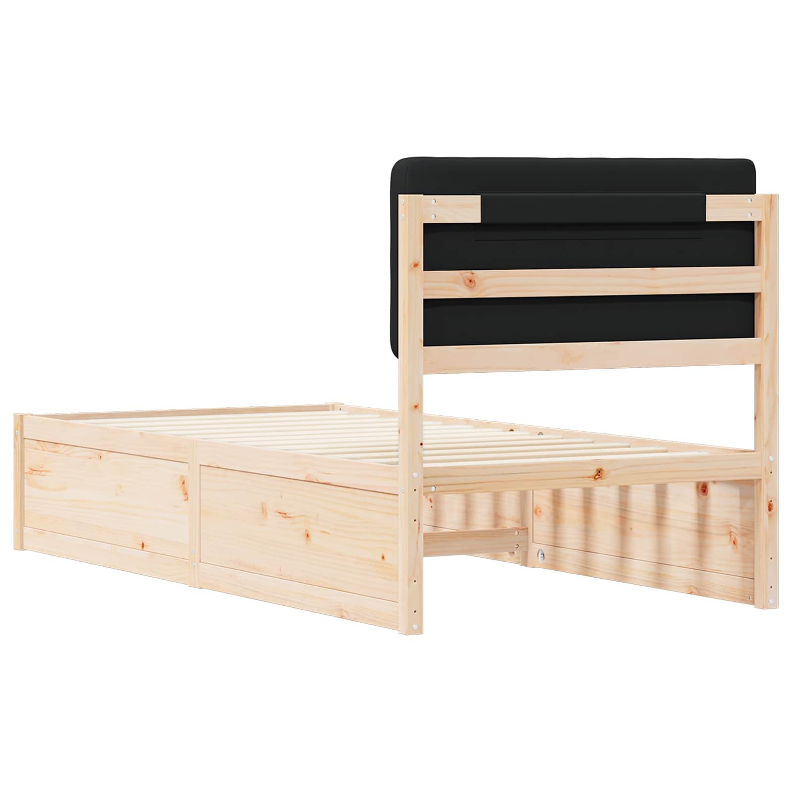 Bettgestell mit gepolstertem Kopfteil Schwarz 80 x 200 cm