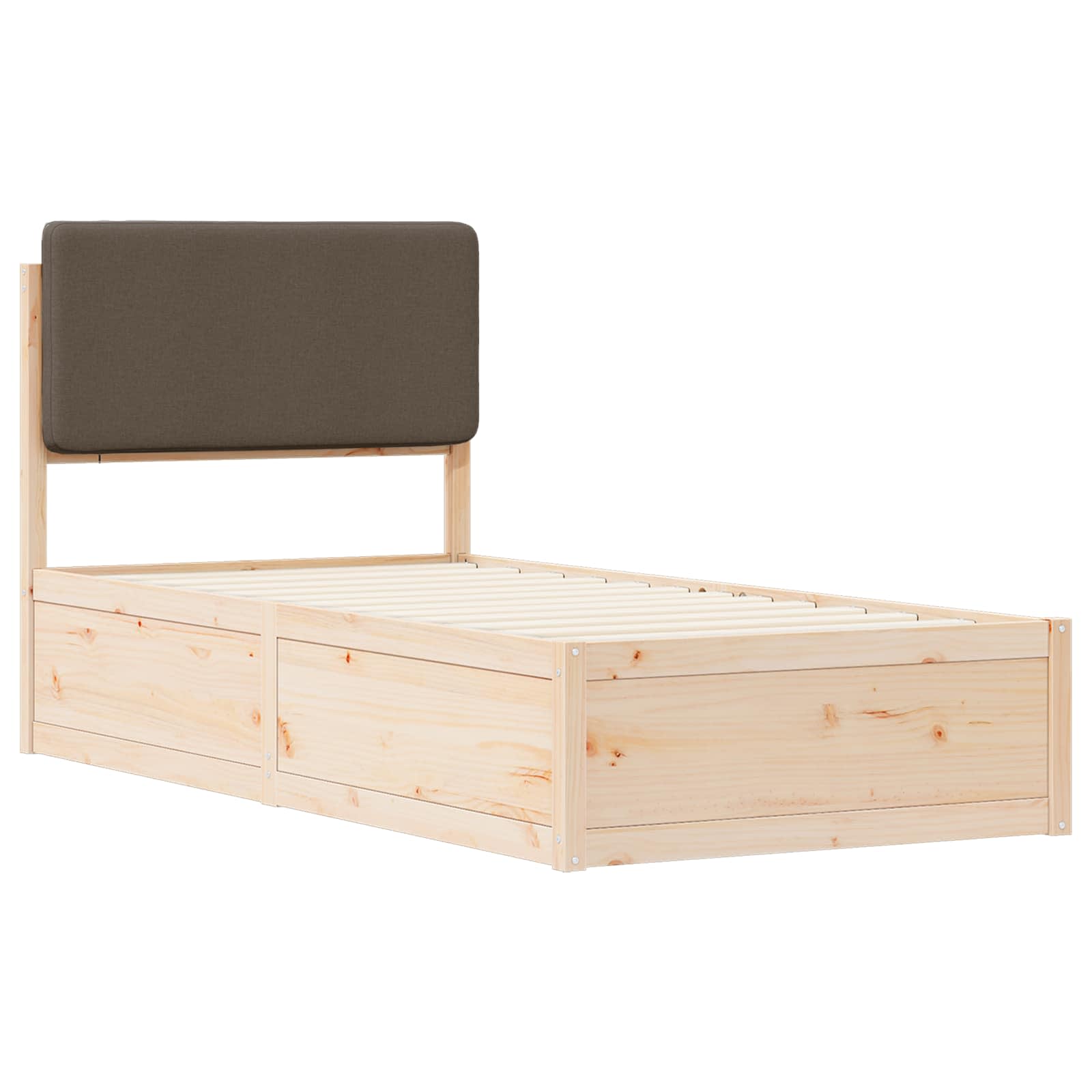 Bettgestell mit gepolstertem Kopfteil Taupe 80 x 200 cm