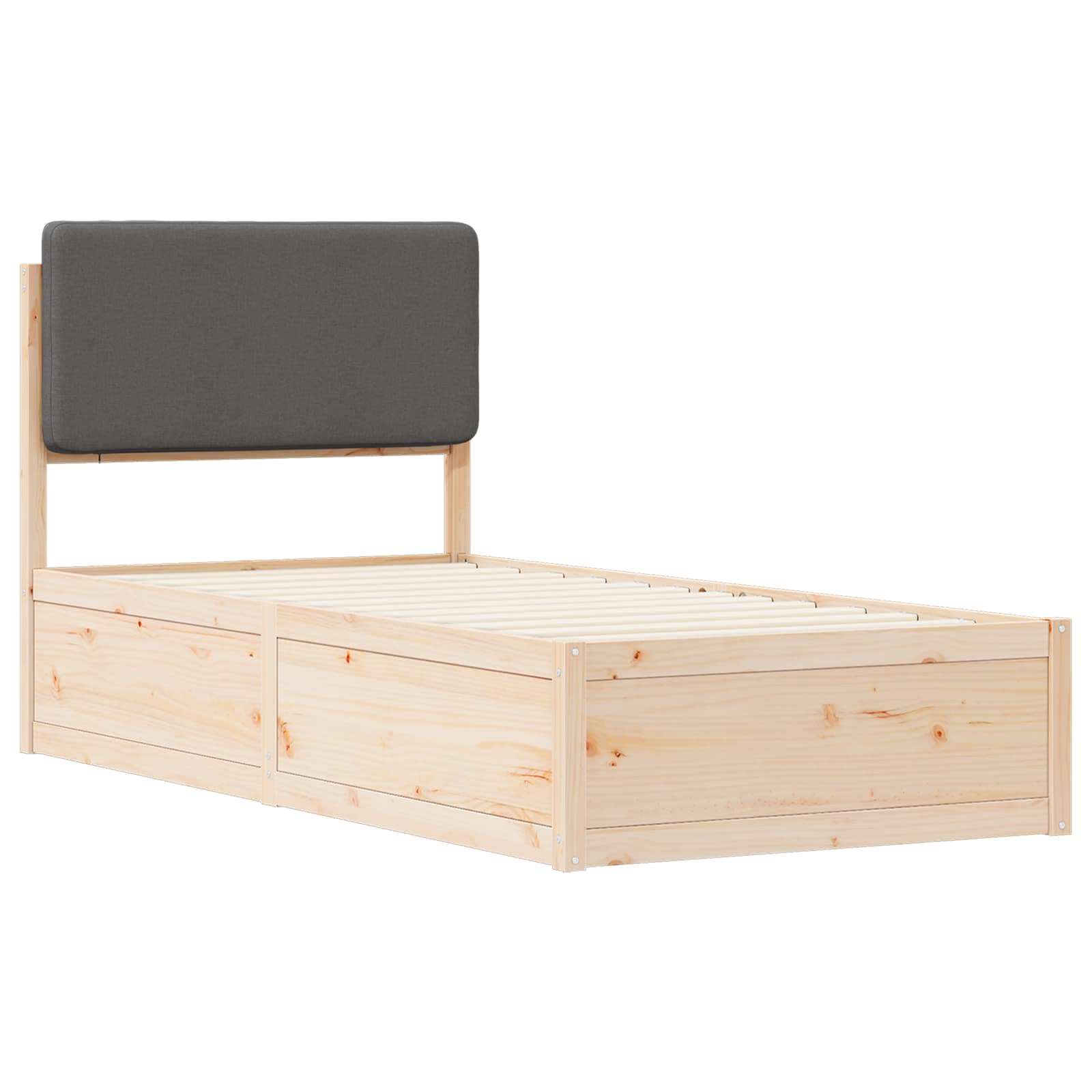Bettgestell mit gepolstertem Kopfteil Dunkelgrau 90 x 190 cm