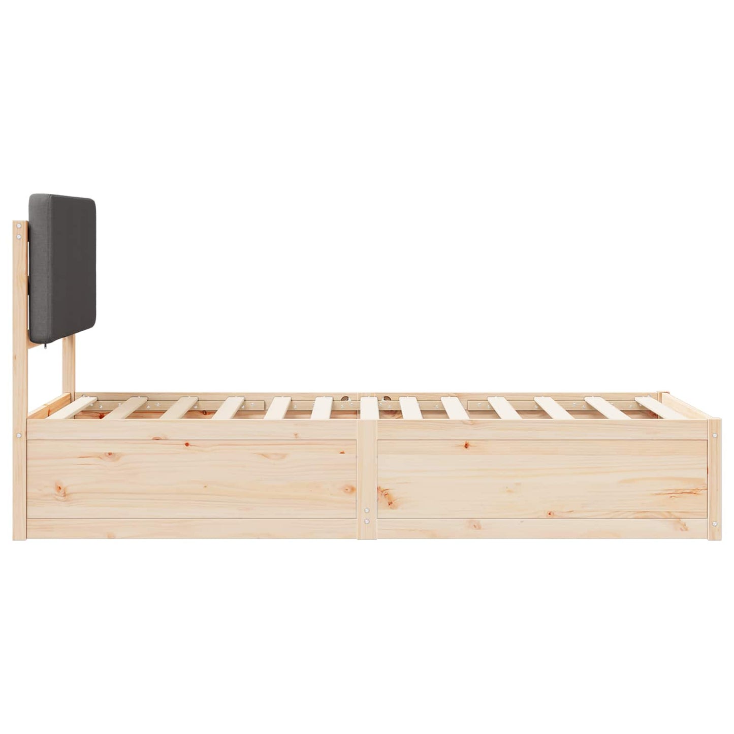 Bettgestell mit gepolstertem Kopfteil Dunkelgrau 90 x 190 cm