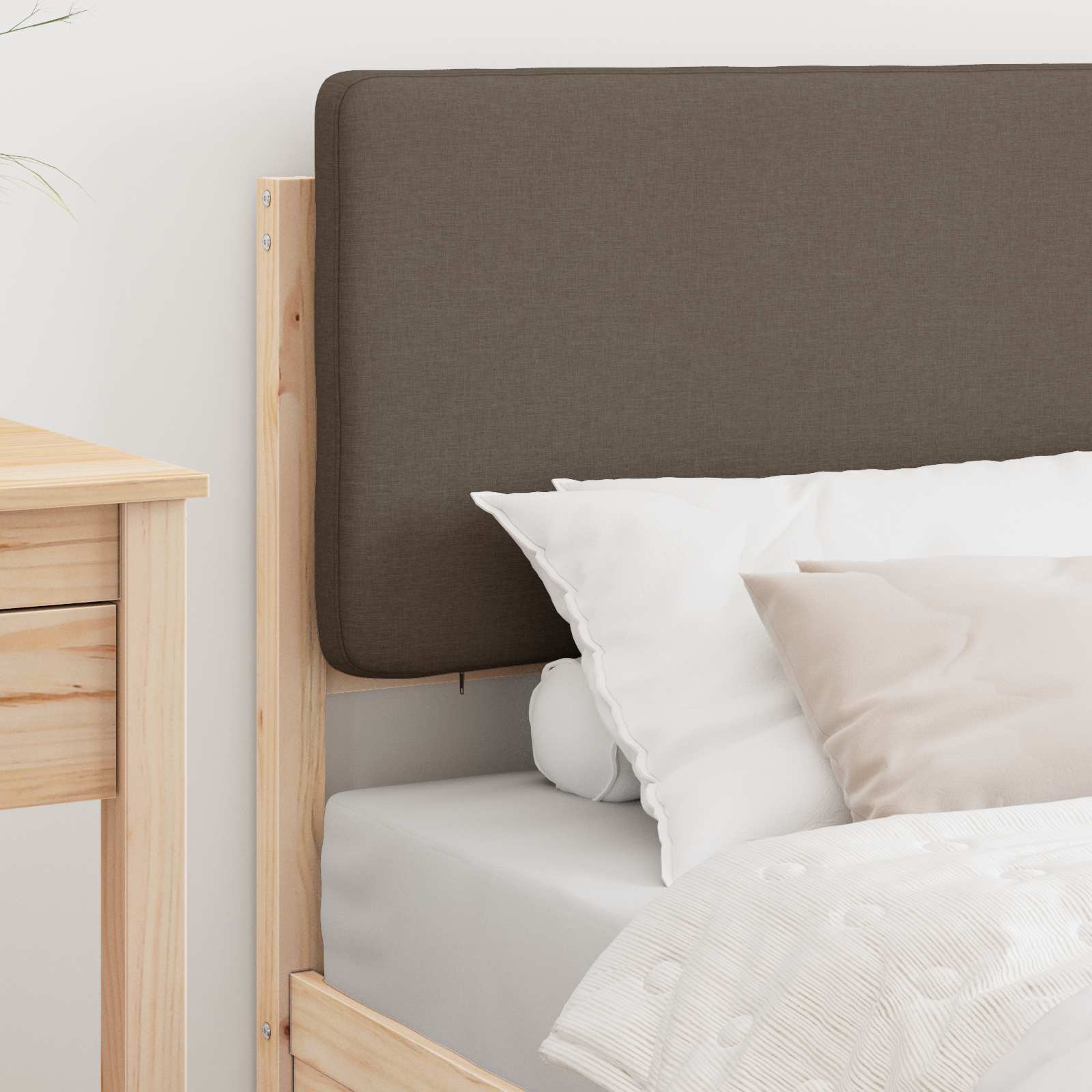 Bettgestell mit gepolstertem Kopfteil Taupe 90 x 190 cm