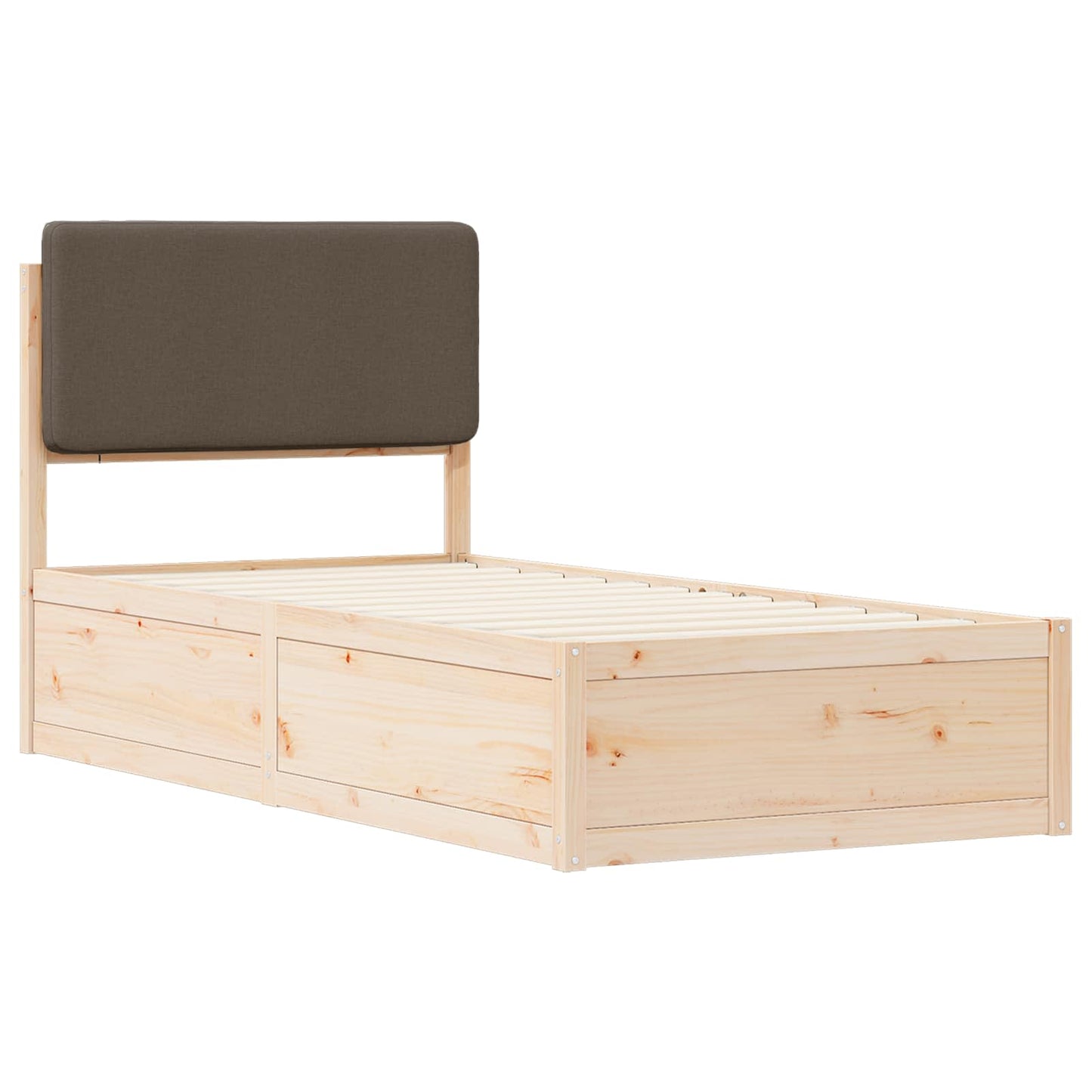 Bettgestell mit gepolstertem Kopfteil Taupe 90 x 190 cm