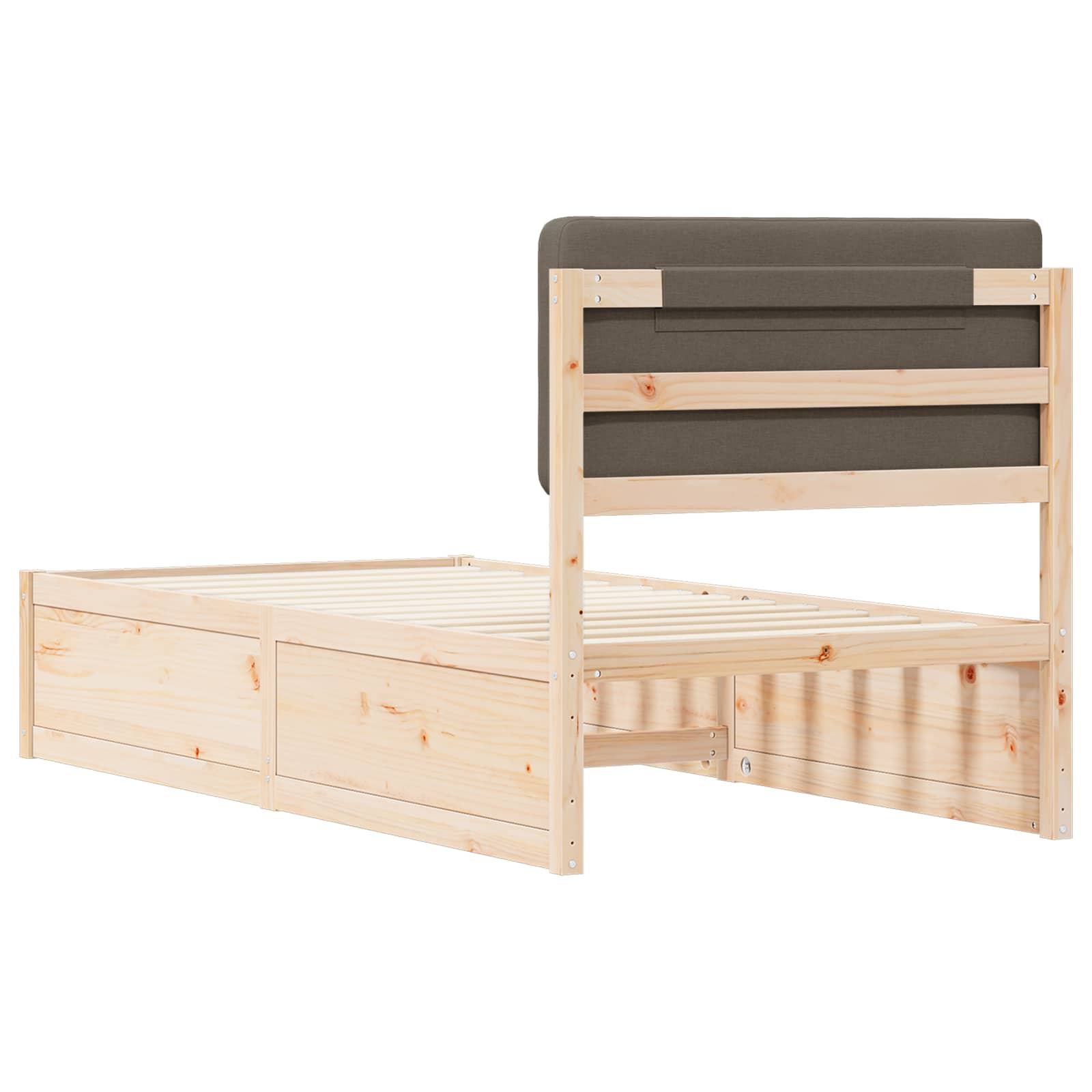 Bettgestell mit gepolstertem Kopfteil Taupe 90 x 190 cm