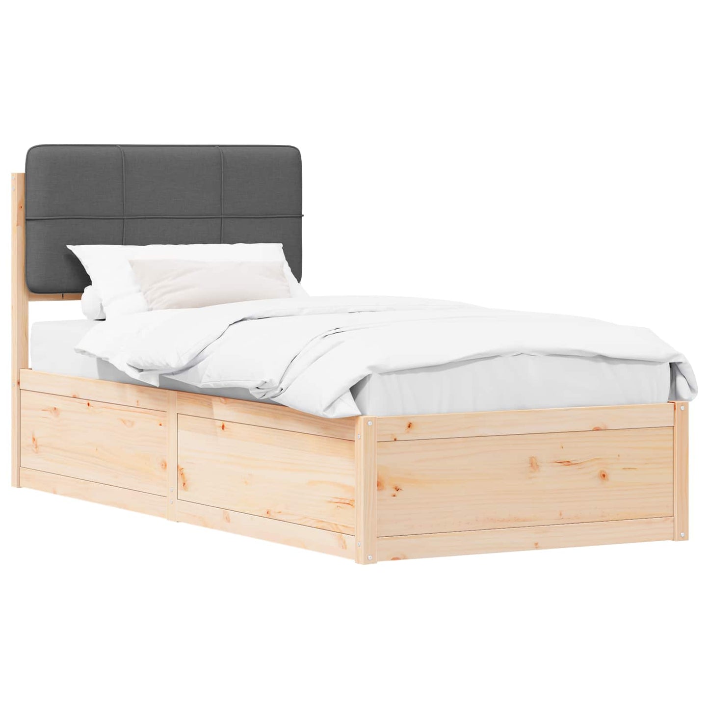 Bettgestell mit gepolstertem Kopfteil Dunkelgrau 100 x 200 cm