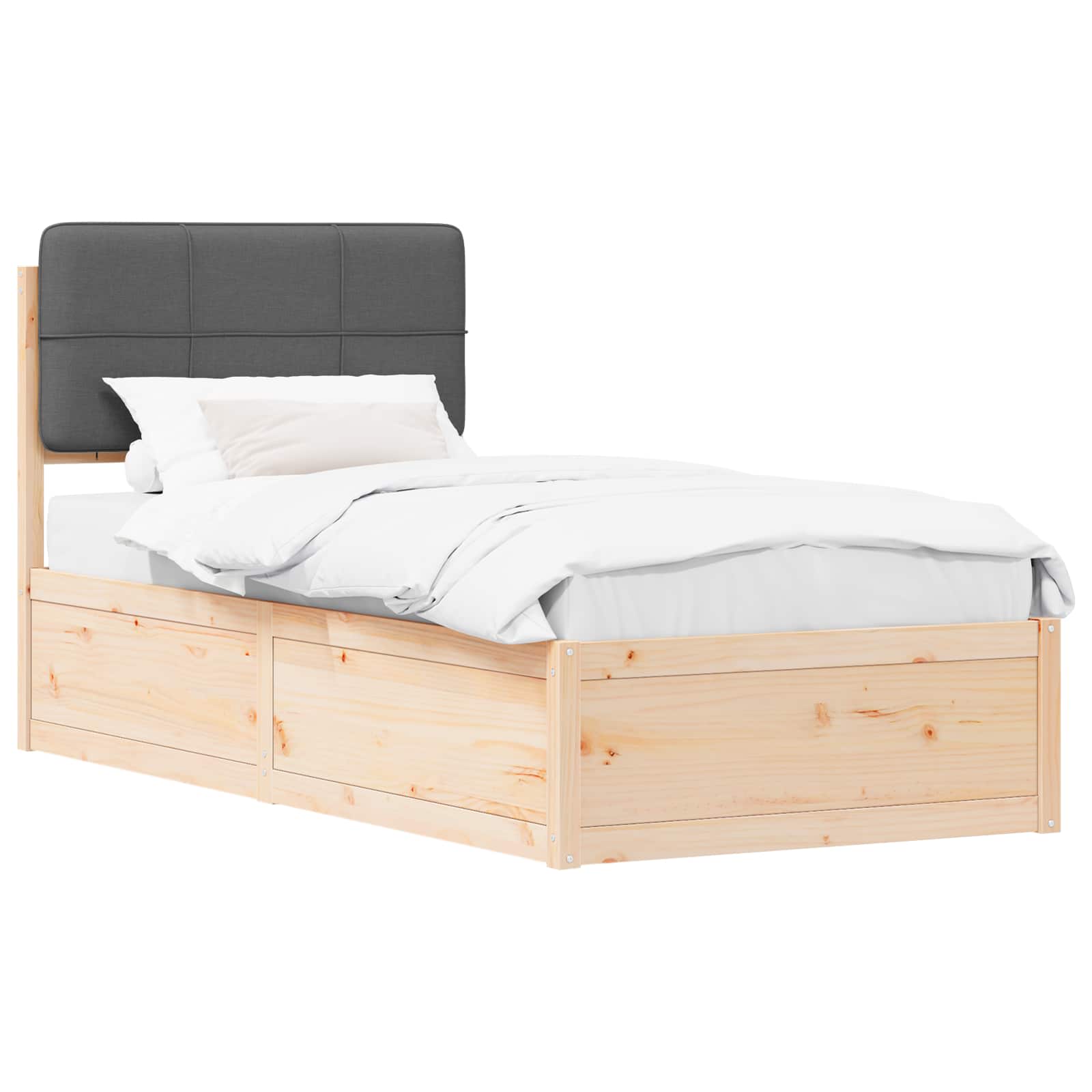 Bettgestell mit gepolstertem Kopfteil Dunkelgrau 100 x 200 cm