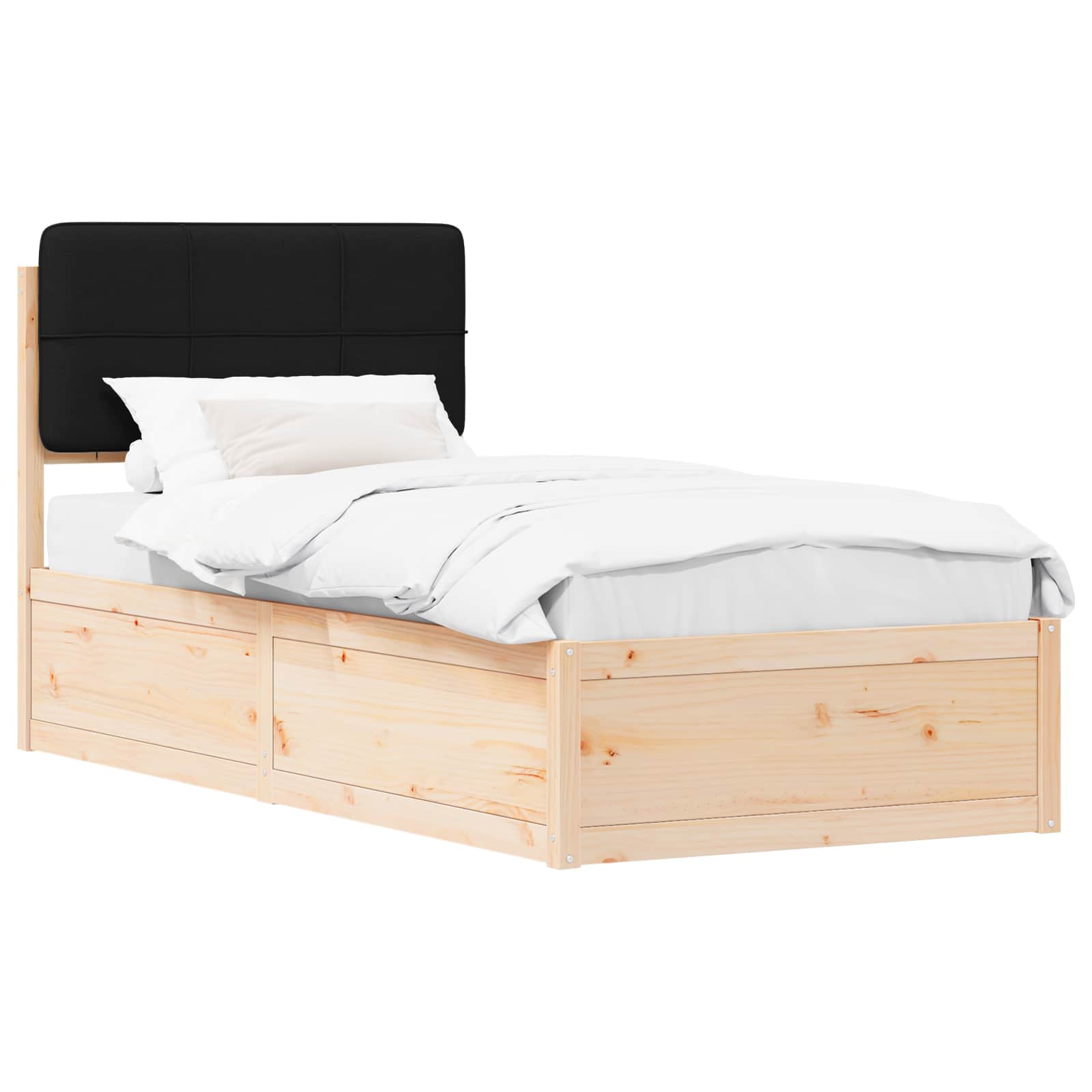 Bettgestell mit gepolstertem Kopfteil Schwarz 90 x 200 cm