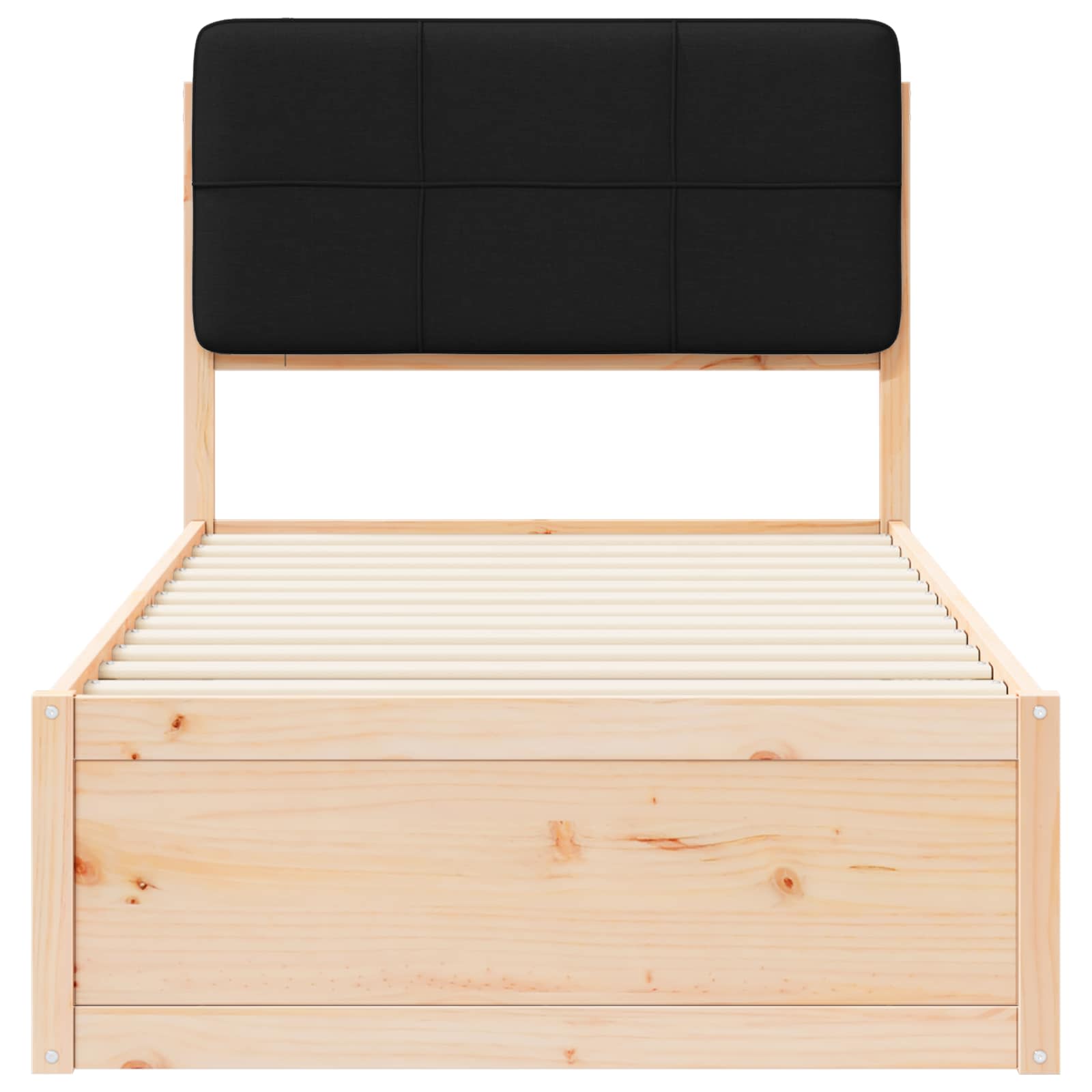 Bettgestell mit gepolstertem Kopfteil Schwarz 90 x 200 cm