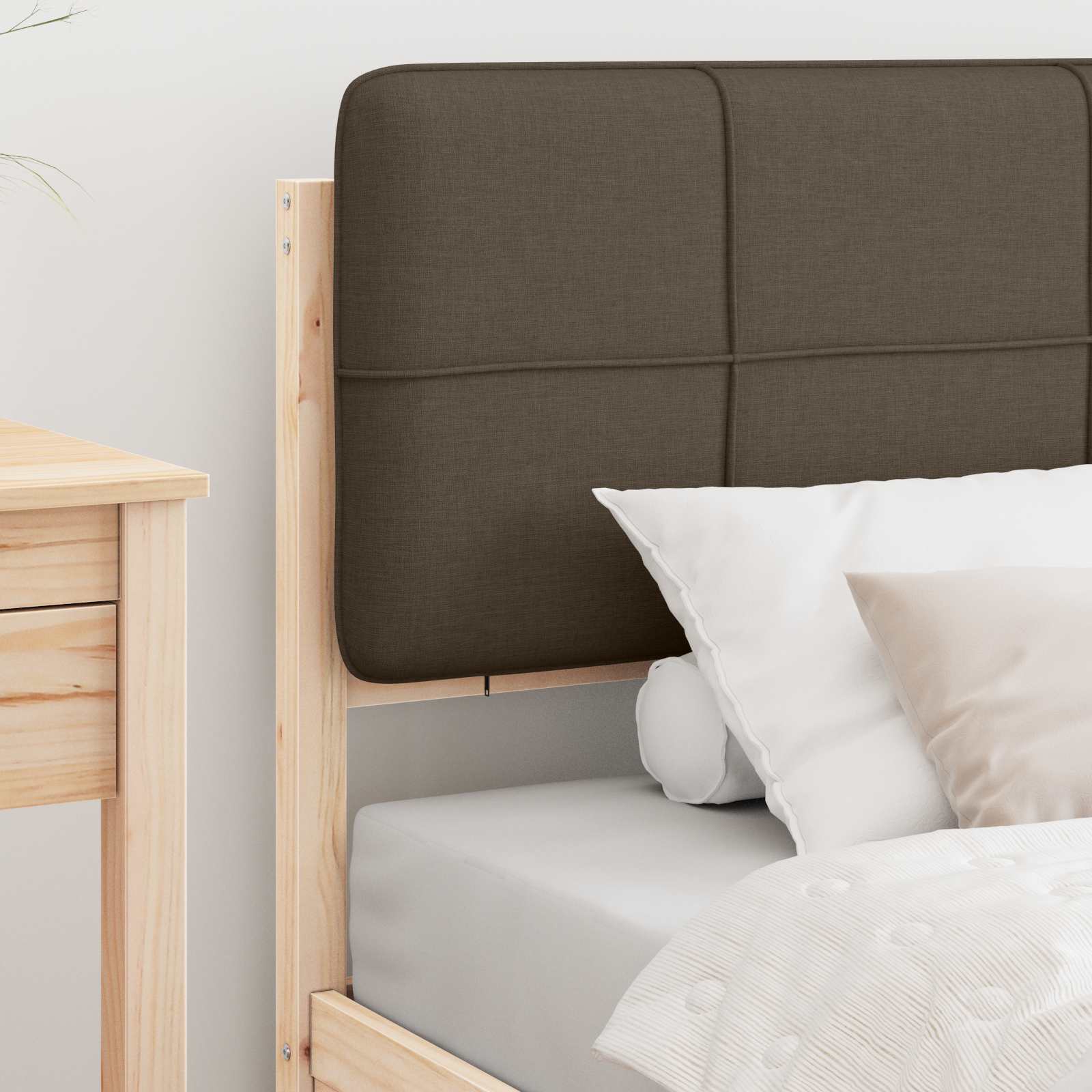 Bettgestell mit gepolstertem Kopfteil Taupe 90 x 200 cm