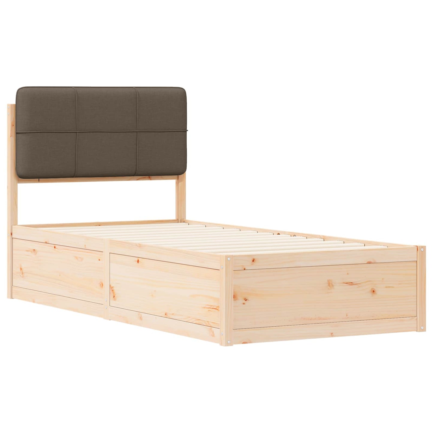 Bettgestell mit gepolstertem Kopfteil Taupe 90 x 200 cm