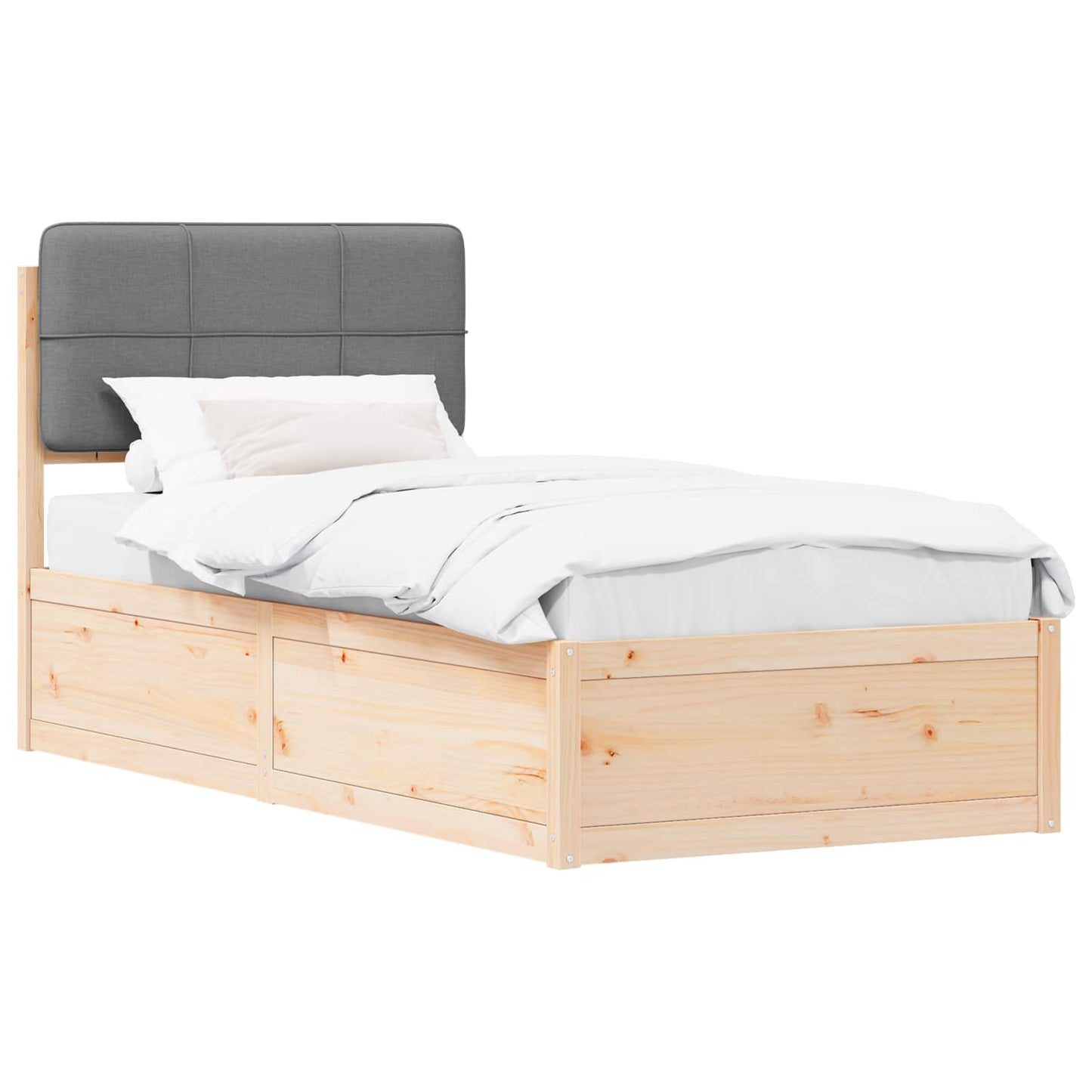 Bettgestell mit gepolstertem Kopfteil Hellgrau 80 x 200 cm