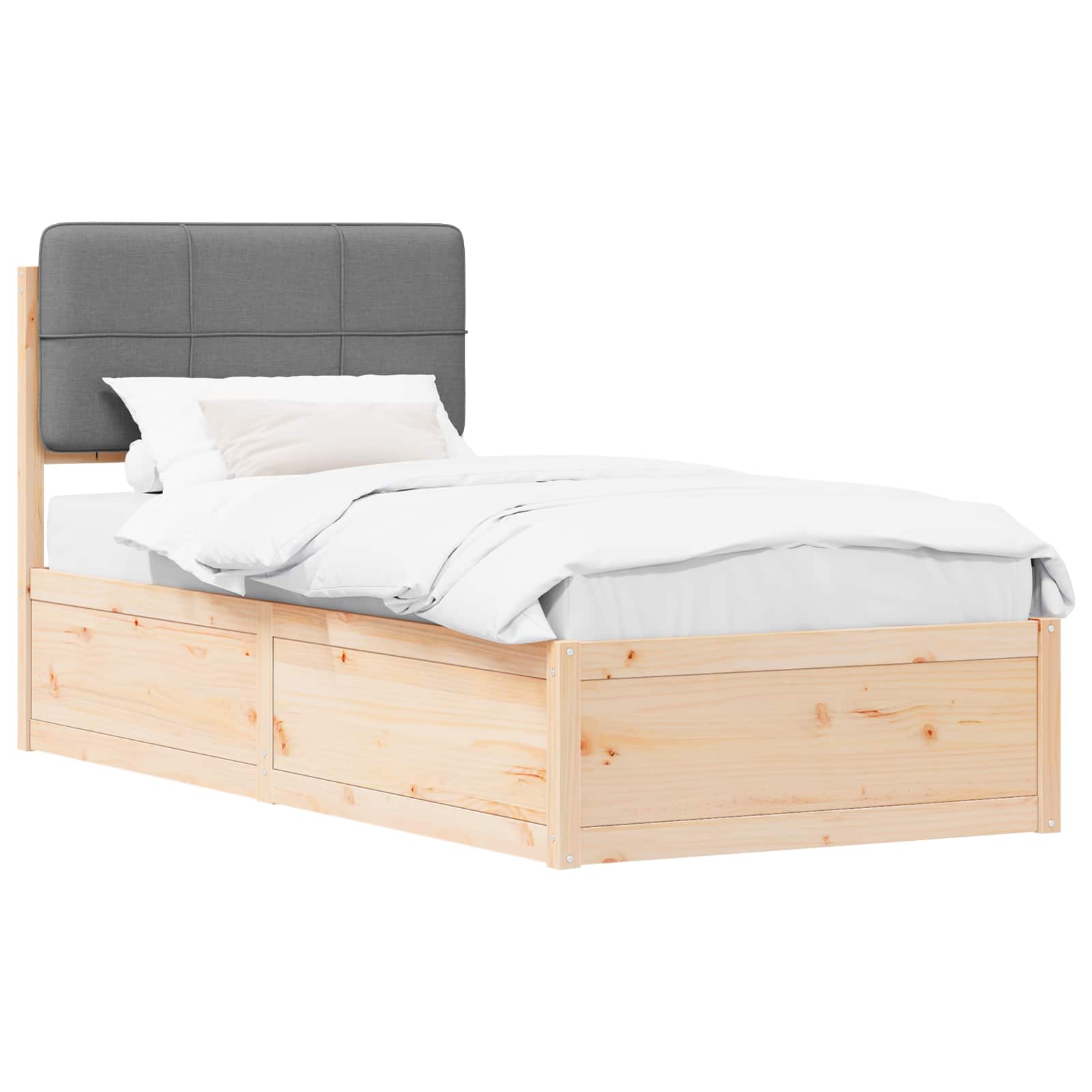 Bettgestell mit gepolstertem Kopfteil Hellgrau 80 x 200 cm