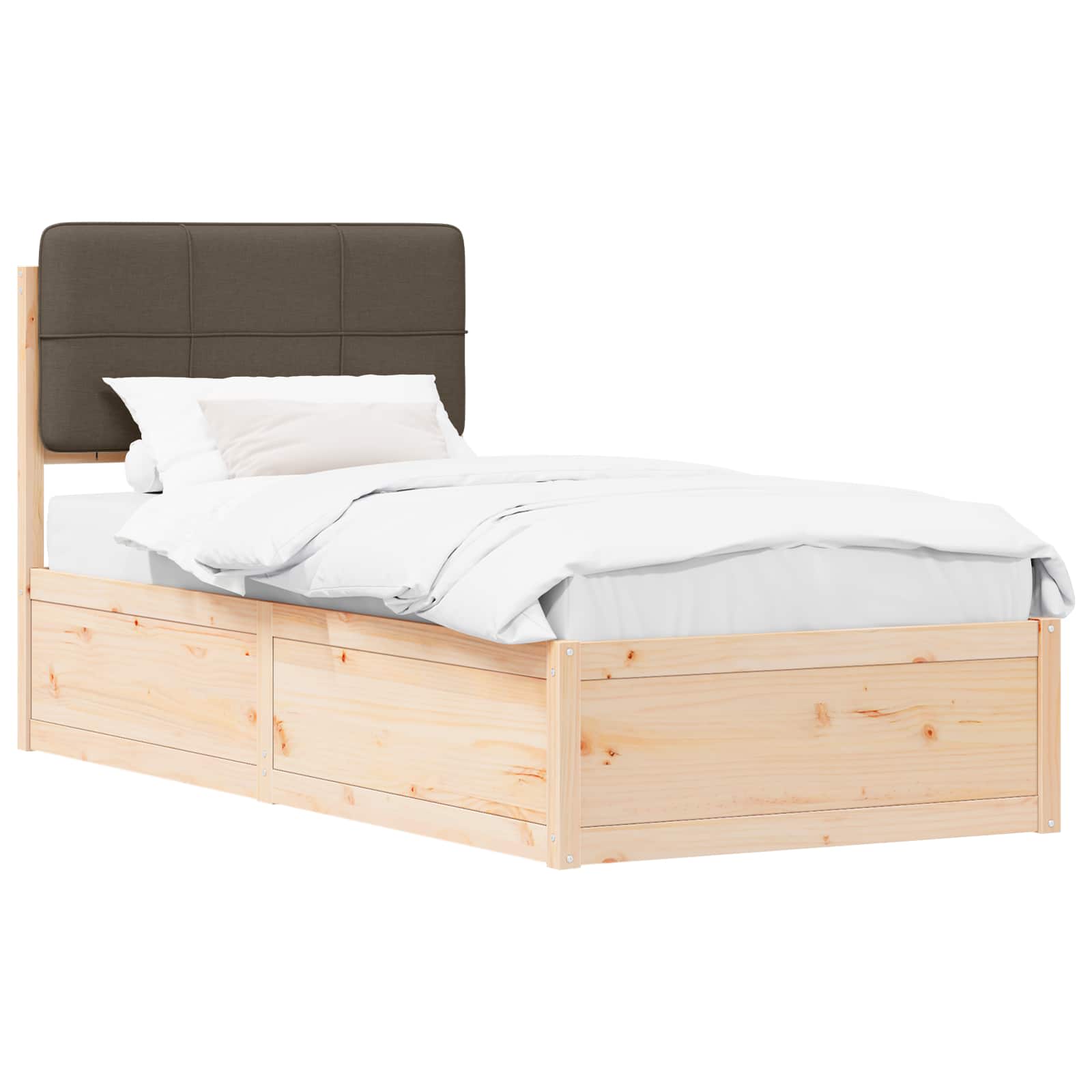 Bettgestell mit gepolstertem Kopfteil Taupe 80 x 200 cm