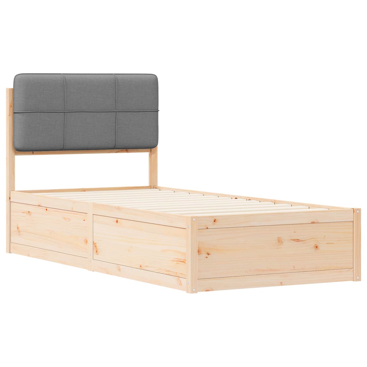Bettgestell mit gepolstertem Kopfteil Hellgrau 90 x 190 cm