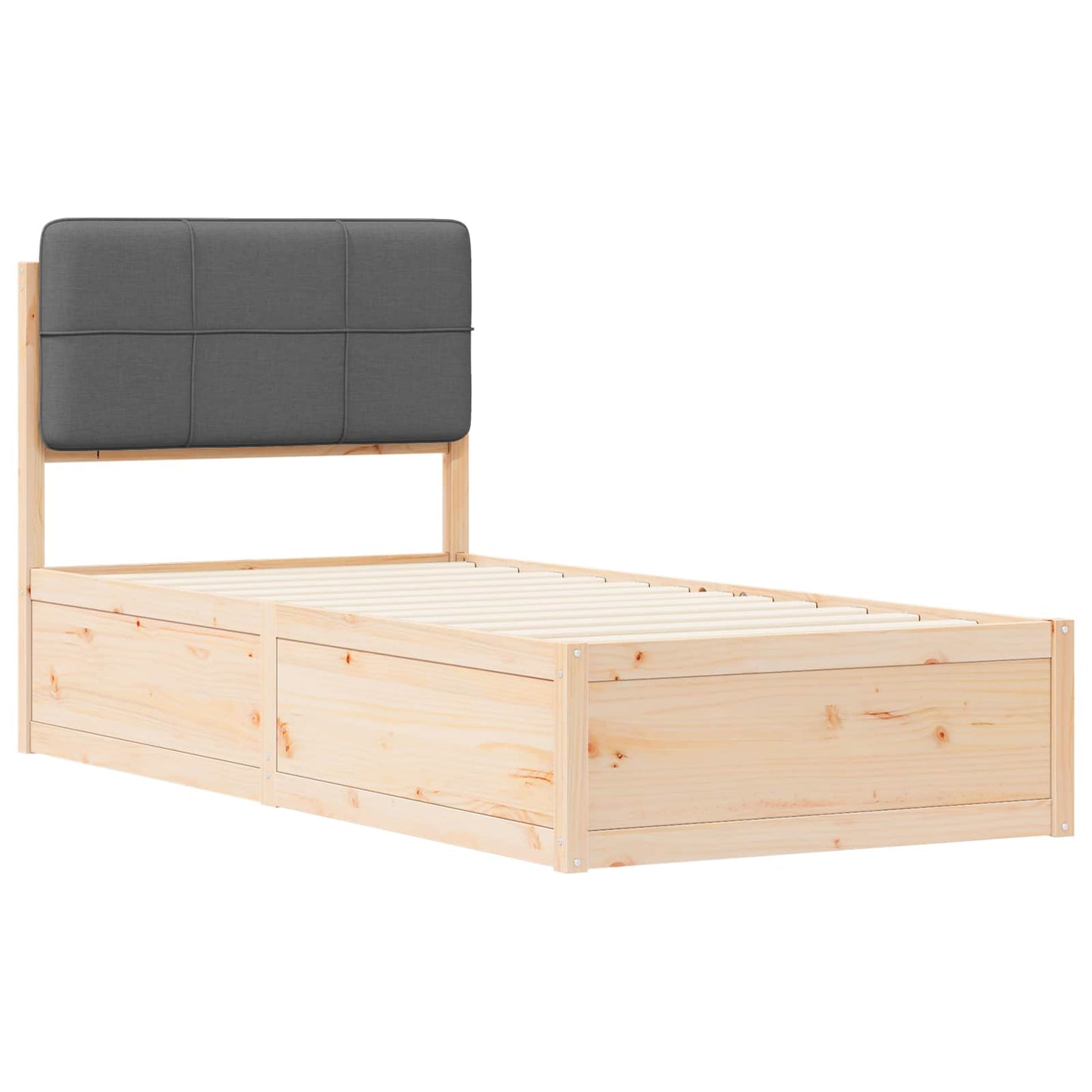 Bettgestell mit gepolstertem Kopfteil Dunkelgrau 90 x 190 cm