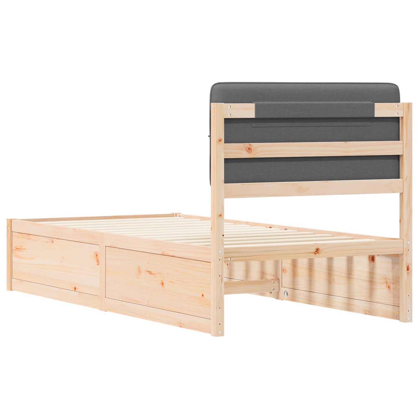 Bettgestell mit gepolstertem Kopfteil Dunkelgrau 90 x 190 cm