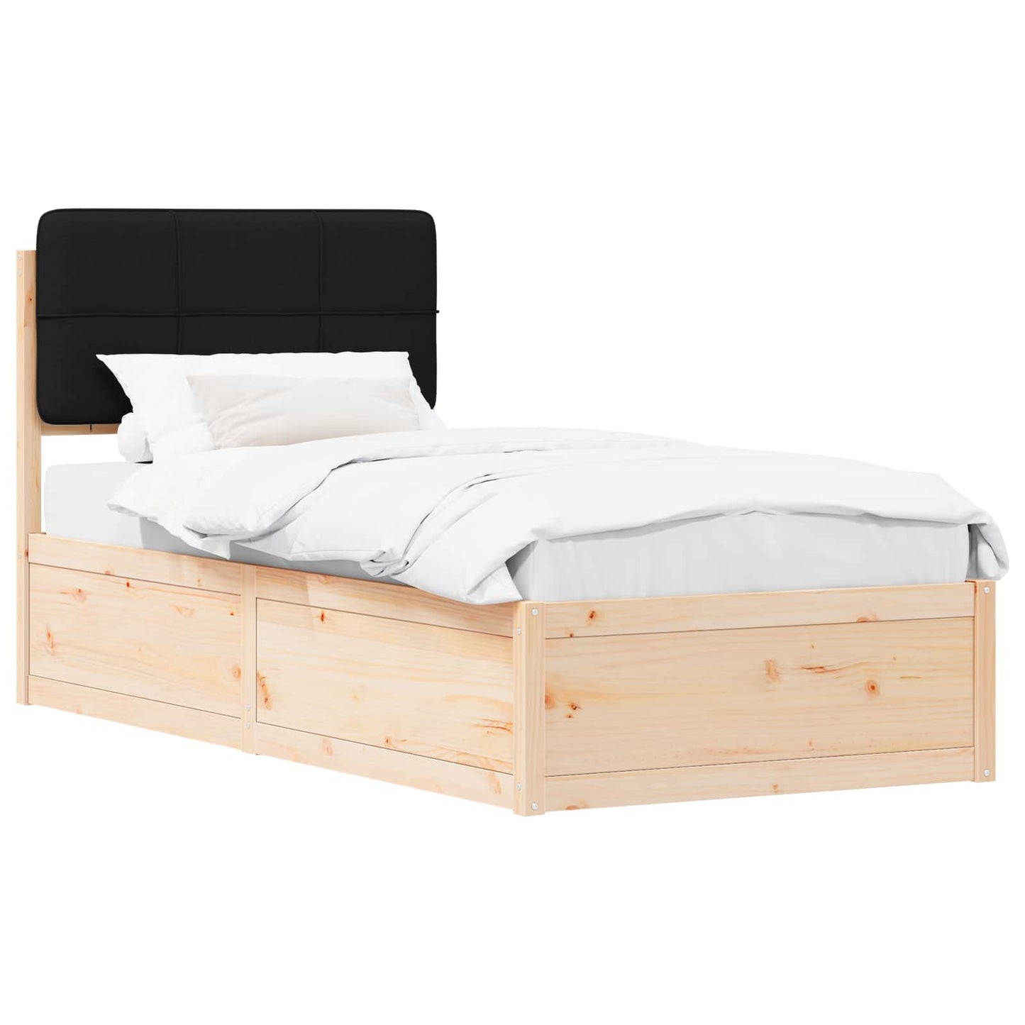 Bettgestell mit gepolstertem Kopfteil Schwarz 90 x 190 cm