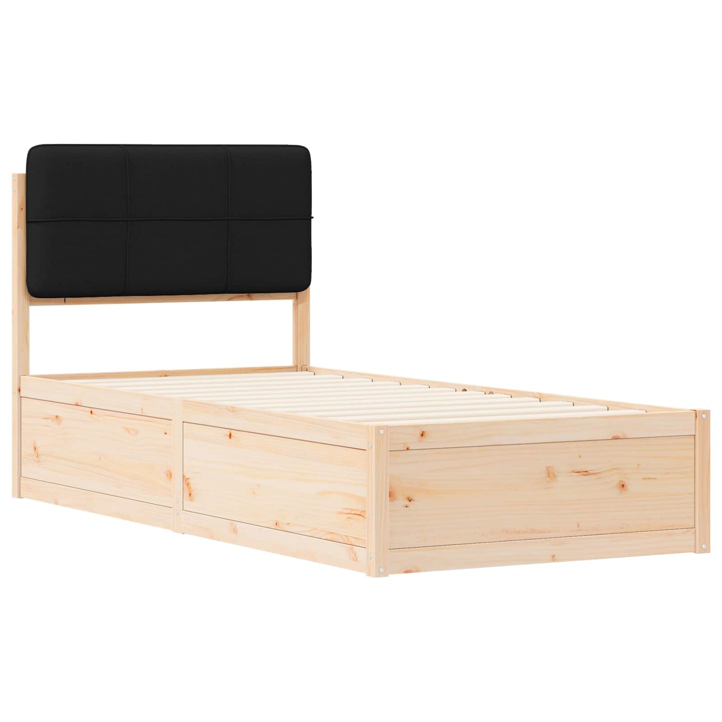 Bettgestell mit gepolstertem Kopfteil Schwarz 90 x 190 cm