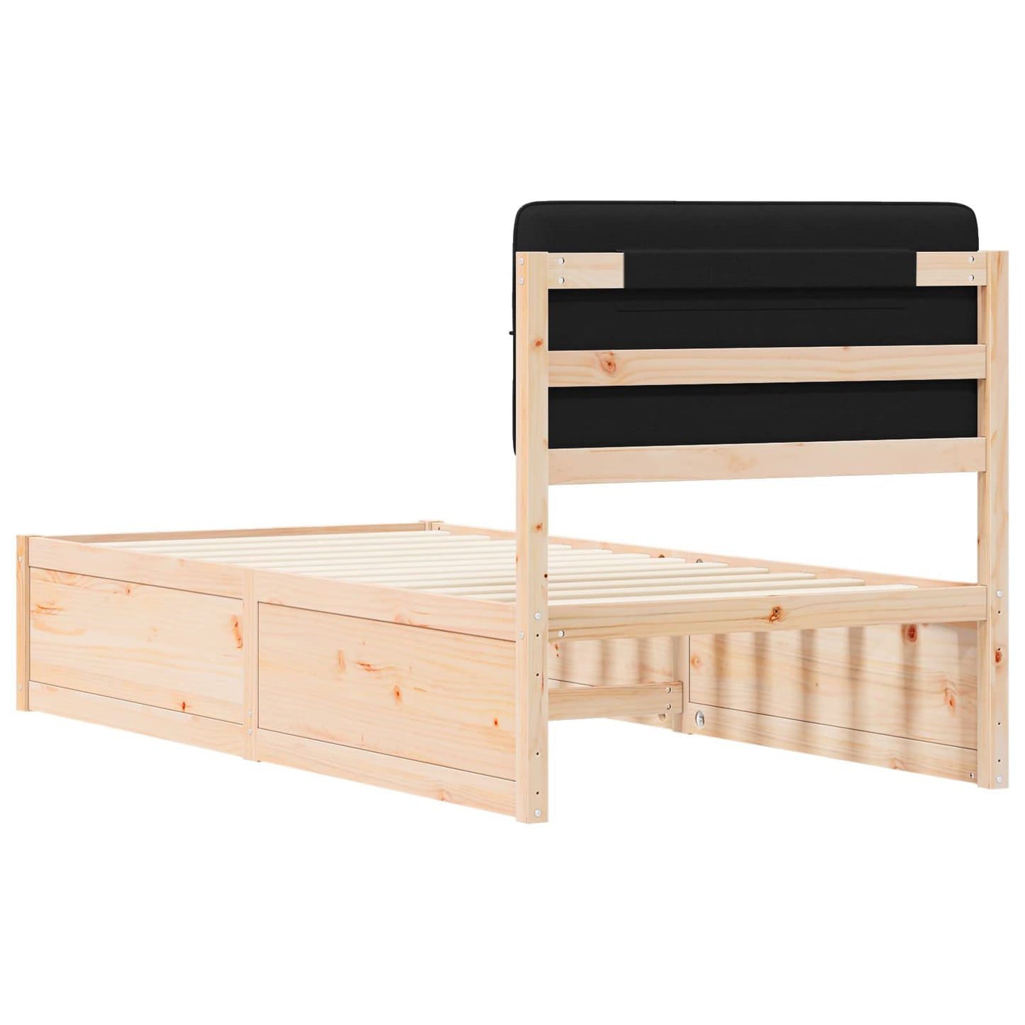 Bettgestell mit gepolstertem Kopfteil Schwarz 90 x 190 cm