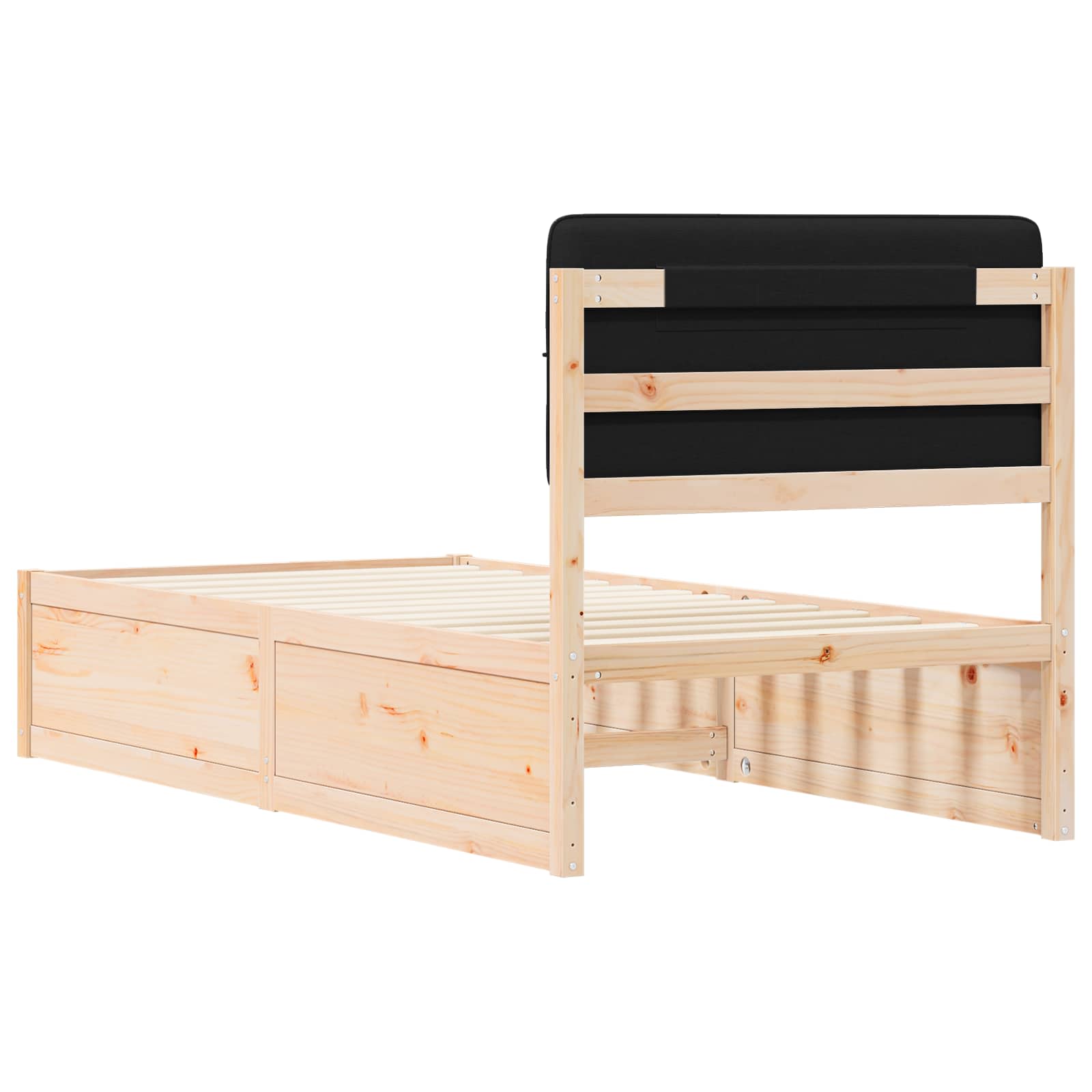 Bettgestell mit gepolstertem Kopfteil Schwarz 90 x 190 cm
