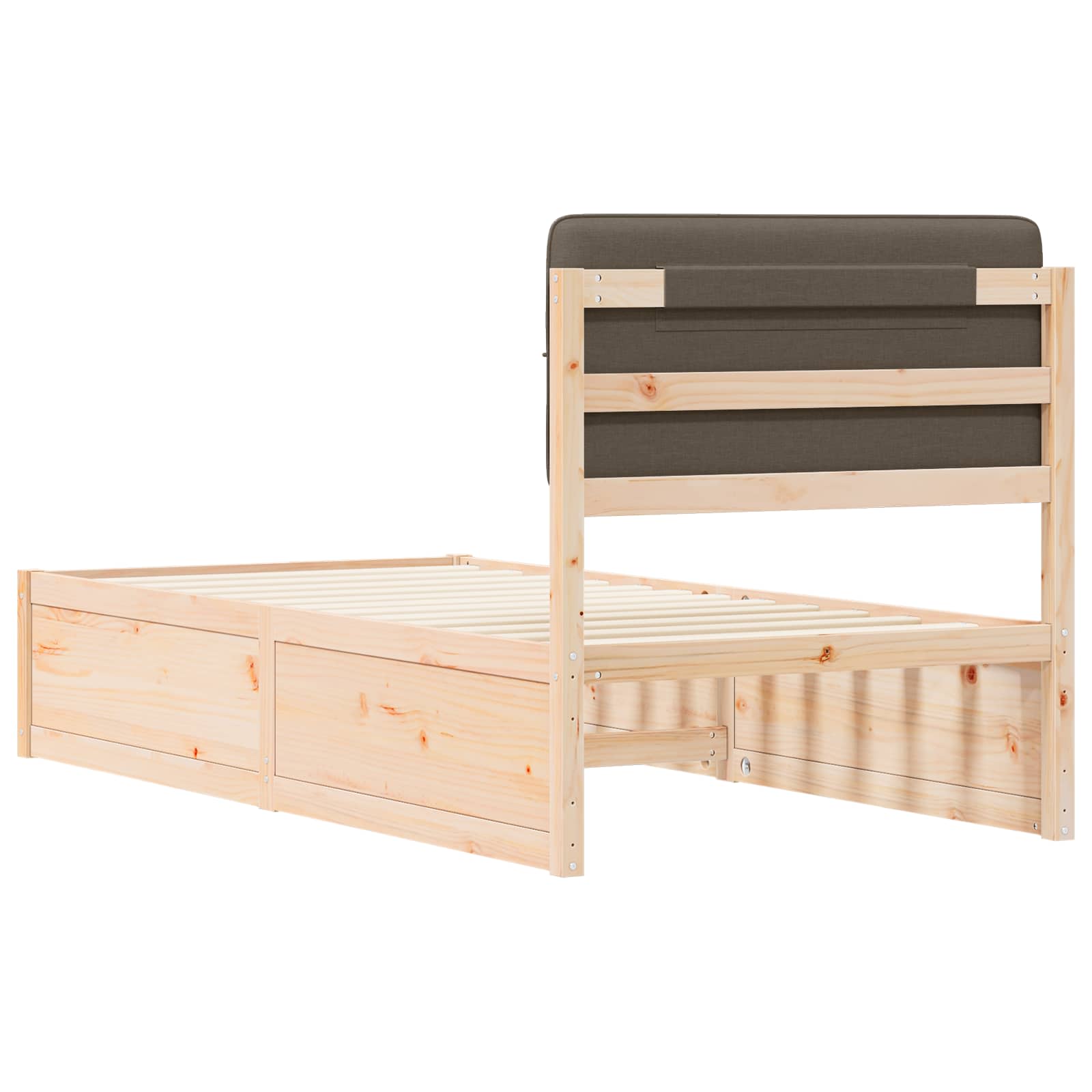 Bettgestell mit gepolstertem Kopfteil Taupe 90 x 190 cm