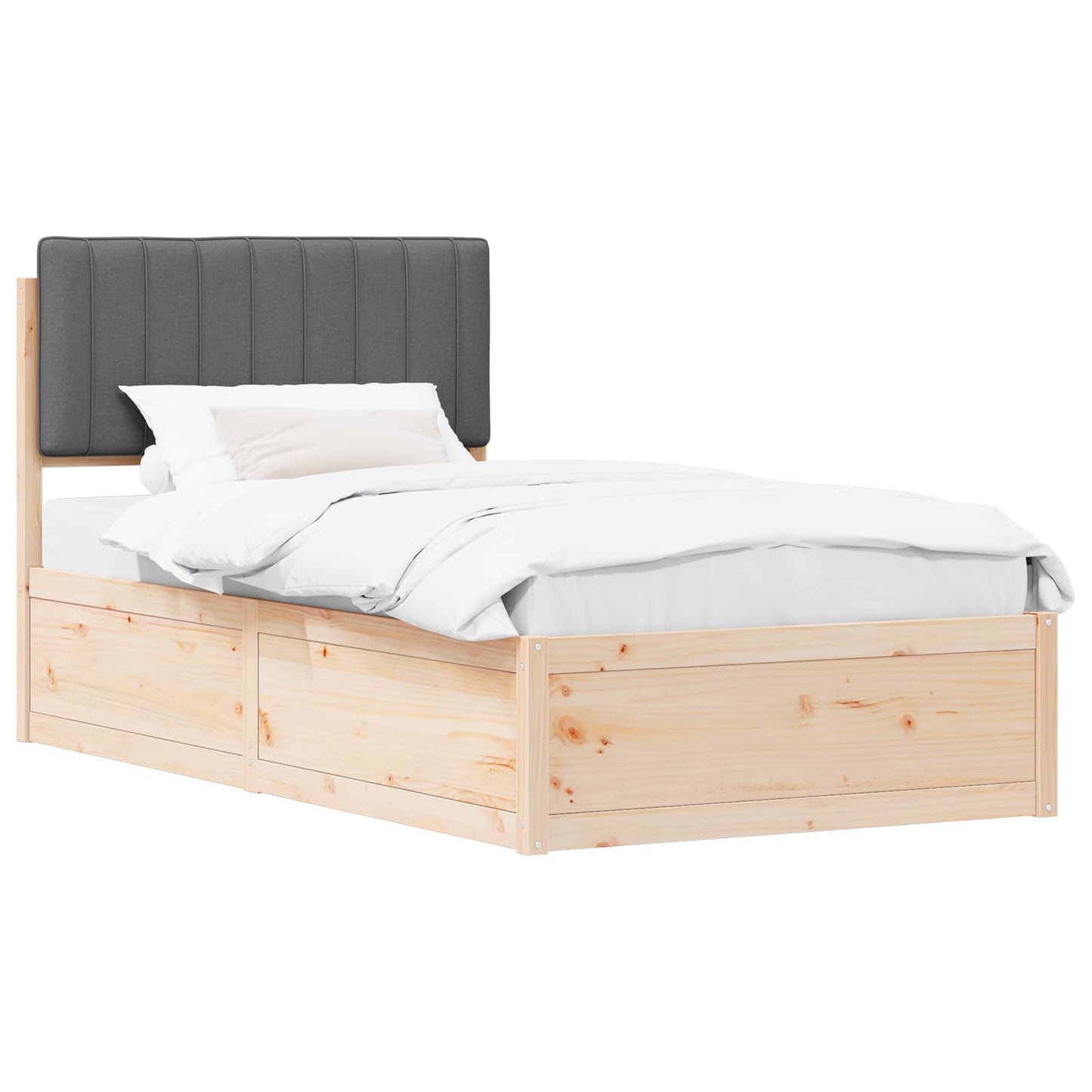 Bettgestell mit gepolstertem Kopfteil Dunkelgrau 100 x 200 cm