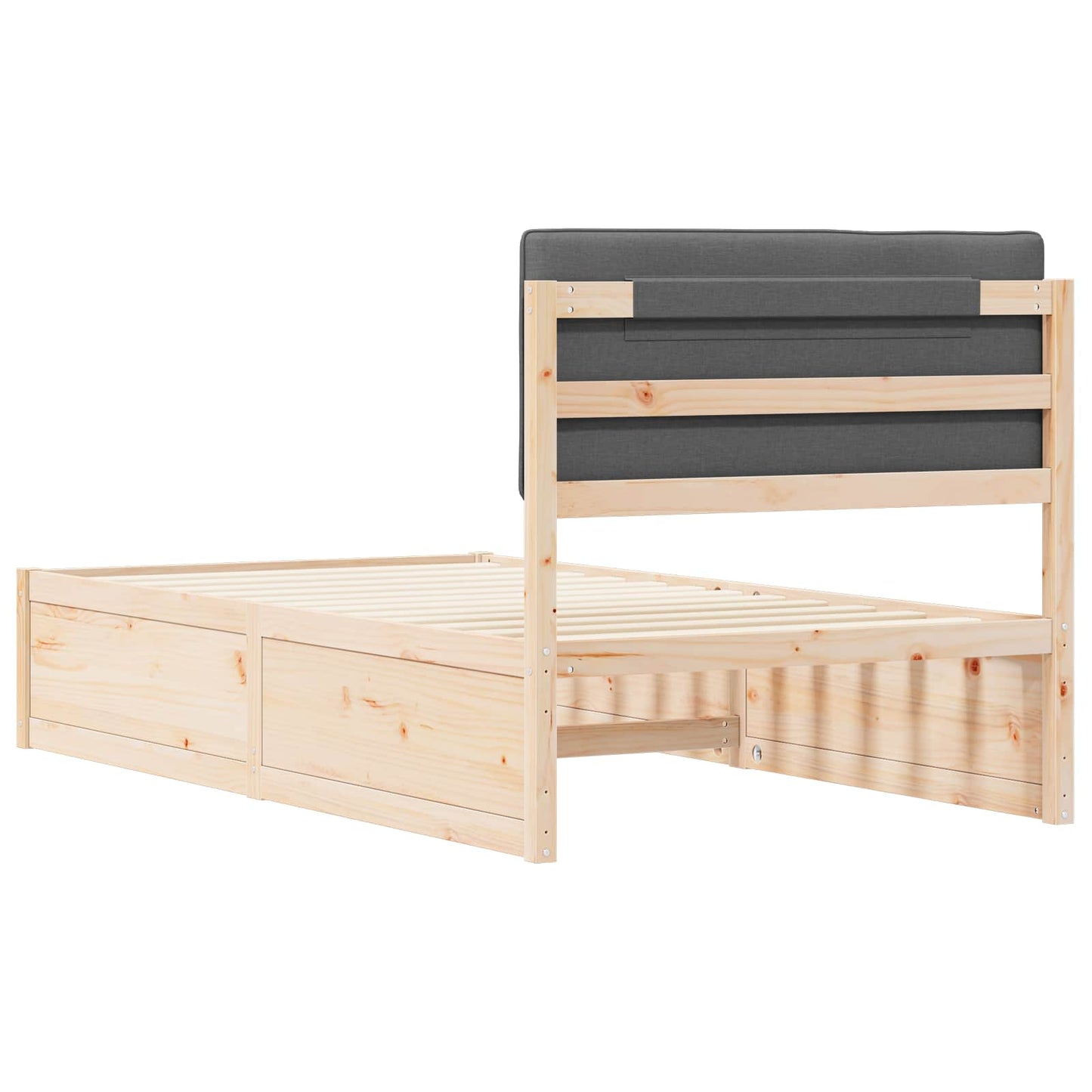 Bettgestell mit gepolstertem Kopfteil Dunkelgrau 100 x 200 cm