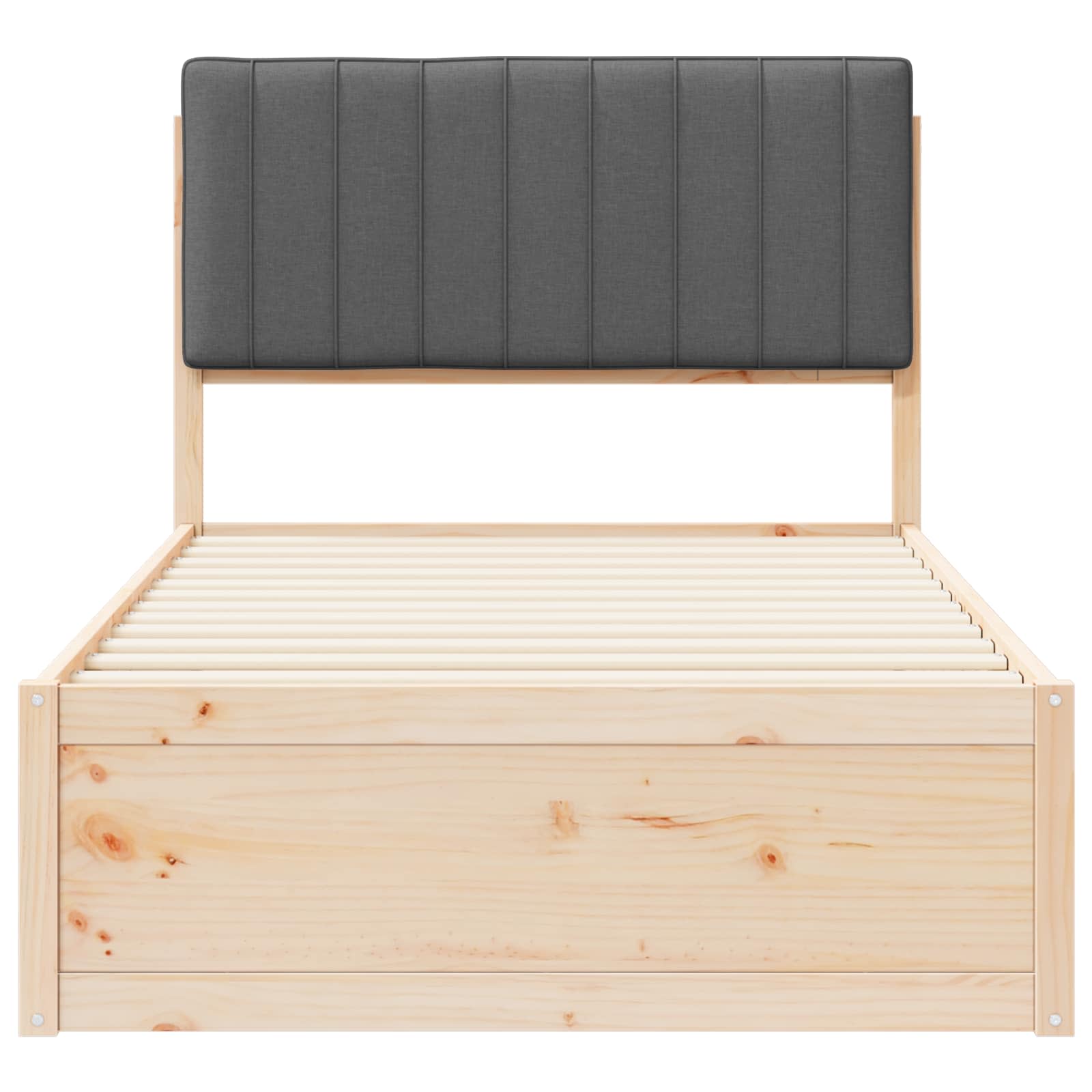 Bettgestell mit gepolstertem Kopfteil Dunkelgrau 100 x 200 cm