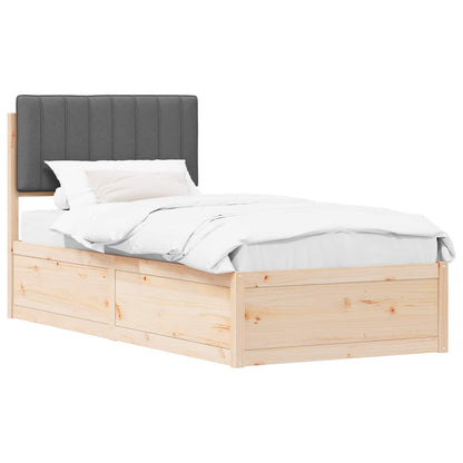 Bettgestell mit gepolstertem Kopfteil Dunkelgrau 90 x 200 cm
