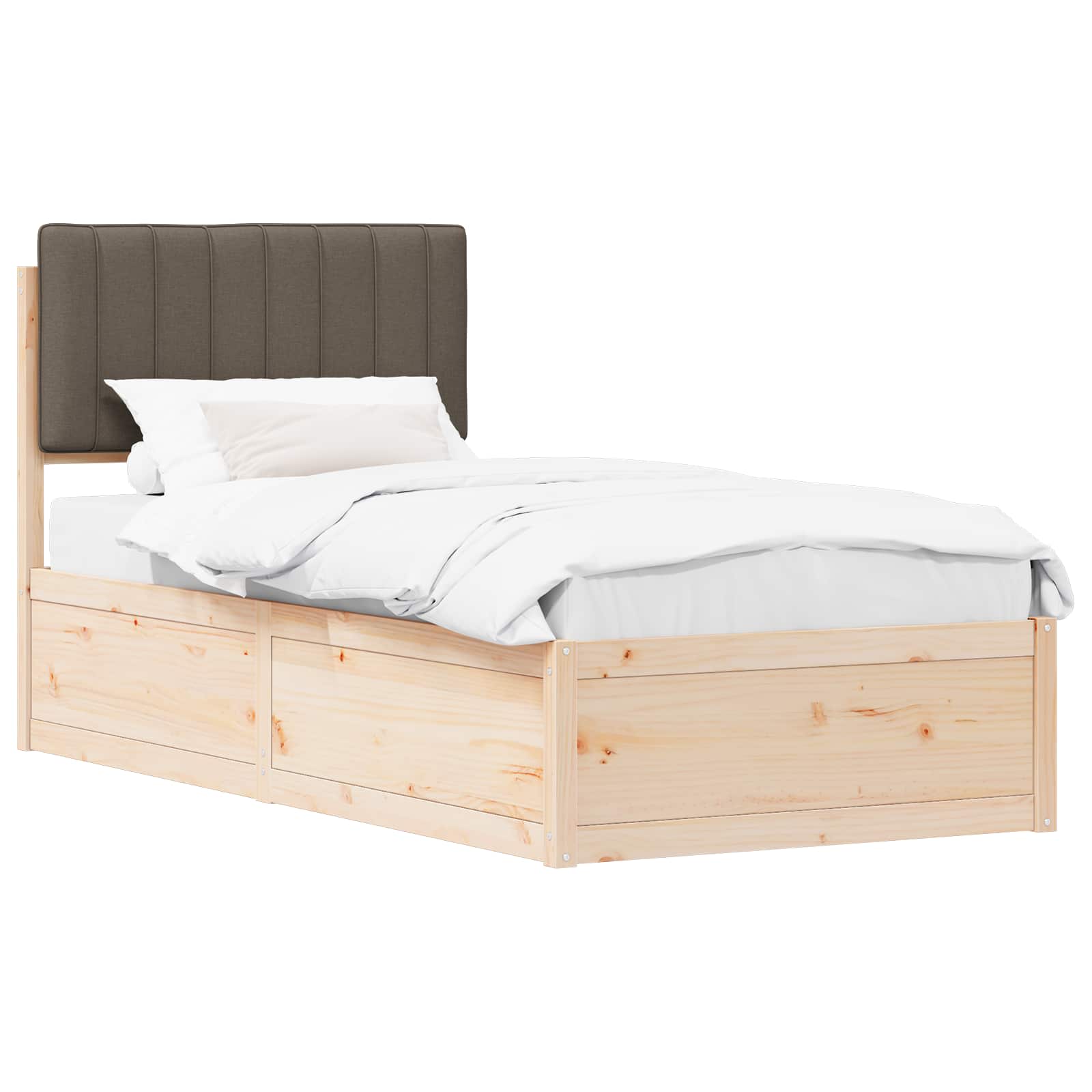 Bettgestell mit gepolstertem Kopfteil Taupe 90 x 200 cm