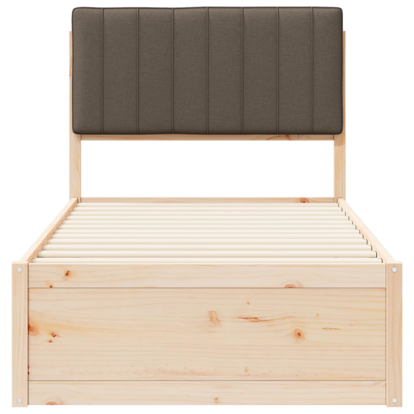 Bettgestell mit gepolstertem Kopfteil Taupe 90 x 200 cm