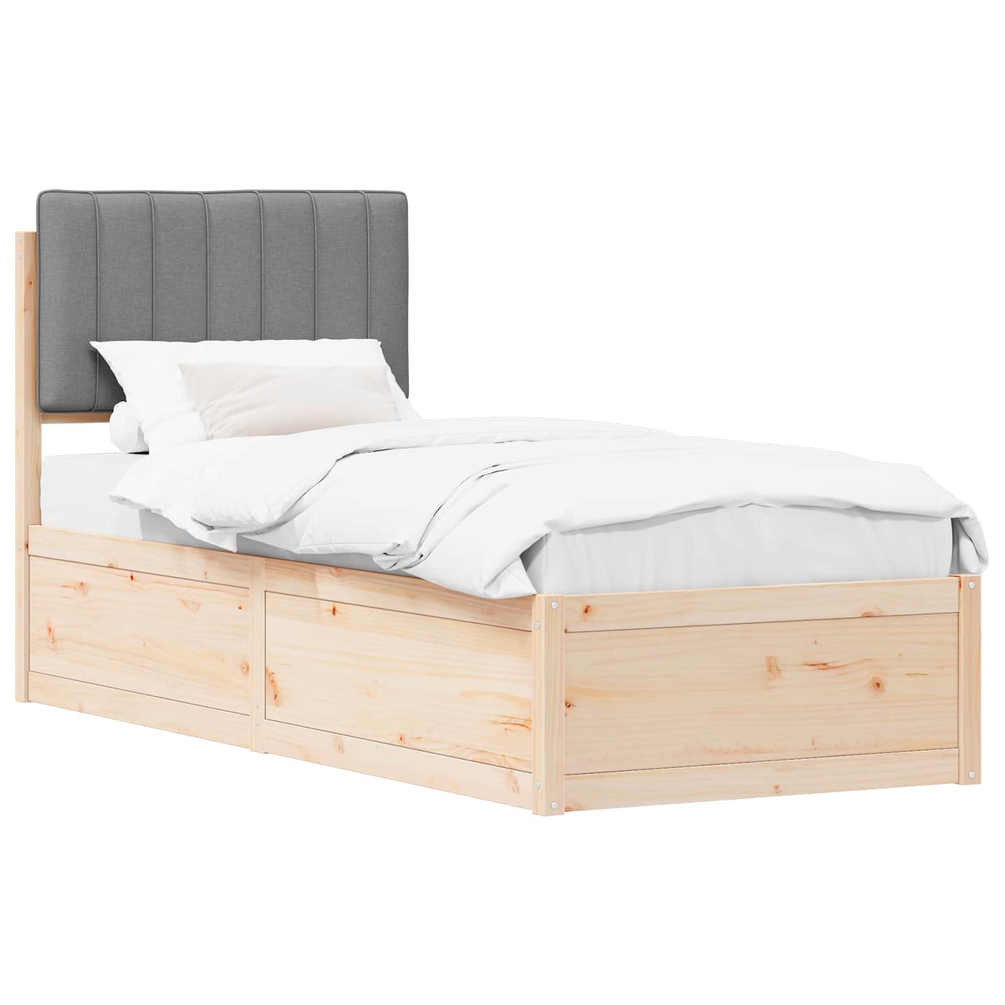 Bettgestell mit gepolstertem Kopfteil Hellgrau 80 x 200 cm