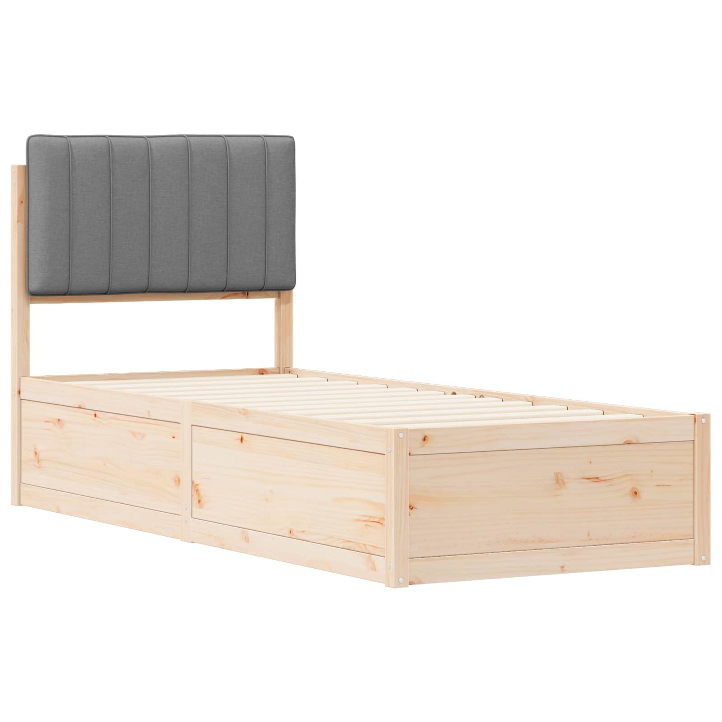 Bettgestell mit gepolstertem Kopfteil Hellgrau 80 x 200 cm