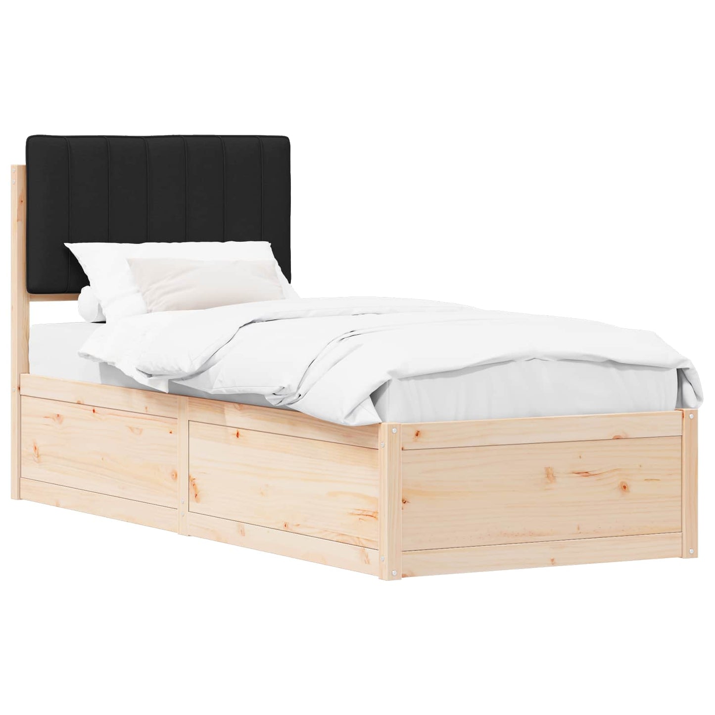 Bettgestell mit gepolstertem Kopfteil Schwarz 80 x 200 cm