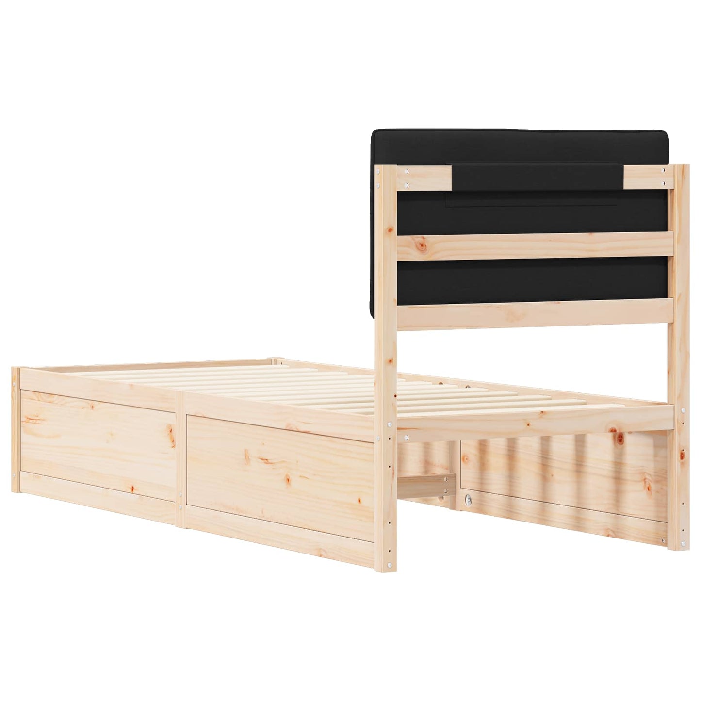 Bettgestell mit gepolstertem Kopfteil Schwarz 80 x 200 cm