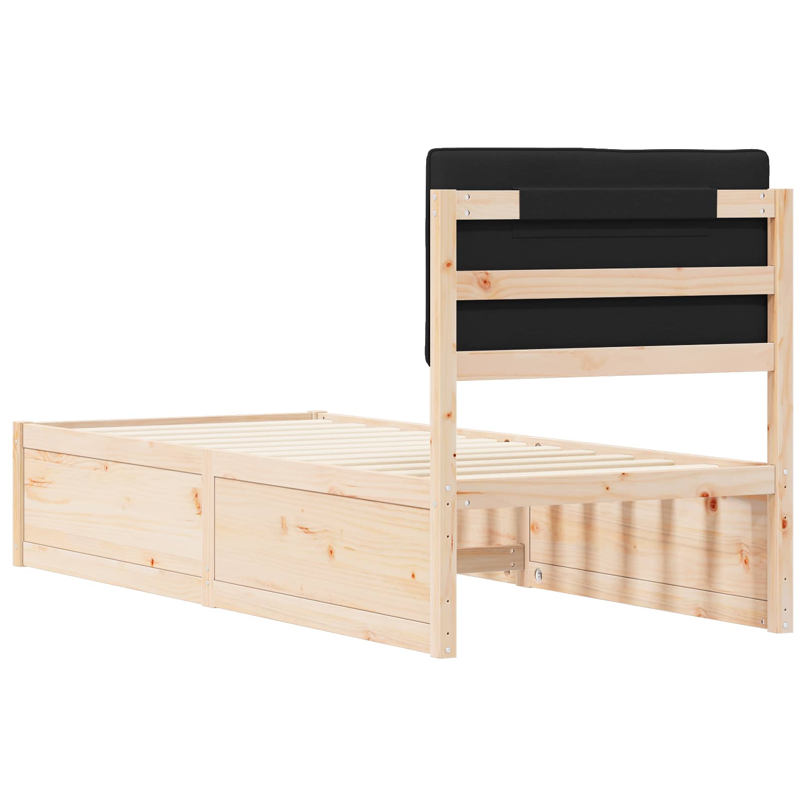Bettgestell mit gepolstertem Kopfteil Schwarz 80 x 200 cm