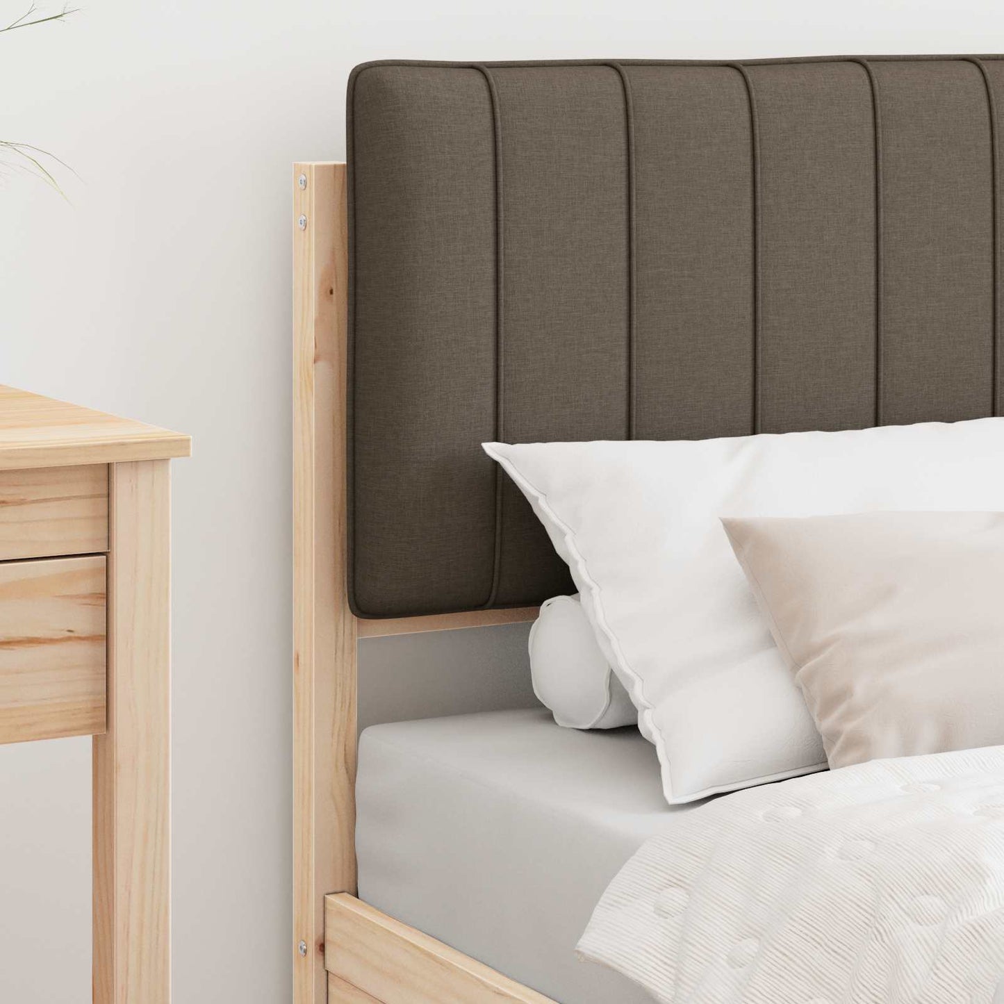 Bettgestell mit gepolstertem Kopfteil Taupe 80 x 200 cm