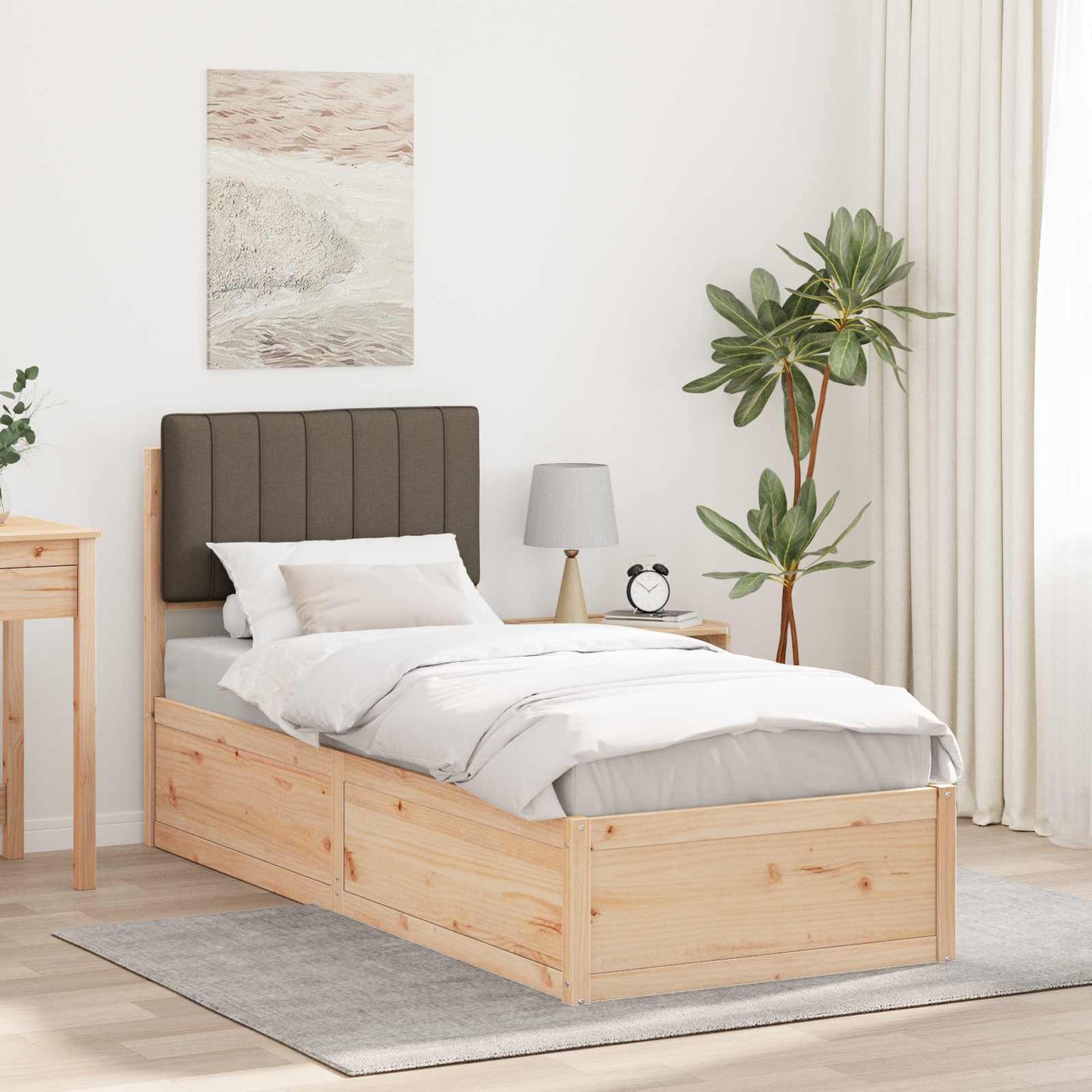 Bettgestell mit gepolstertem Kopfteil Taupe 80 x 200 cm